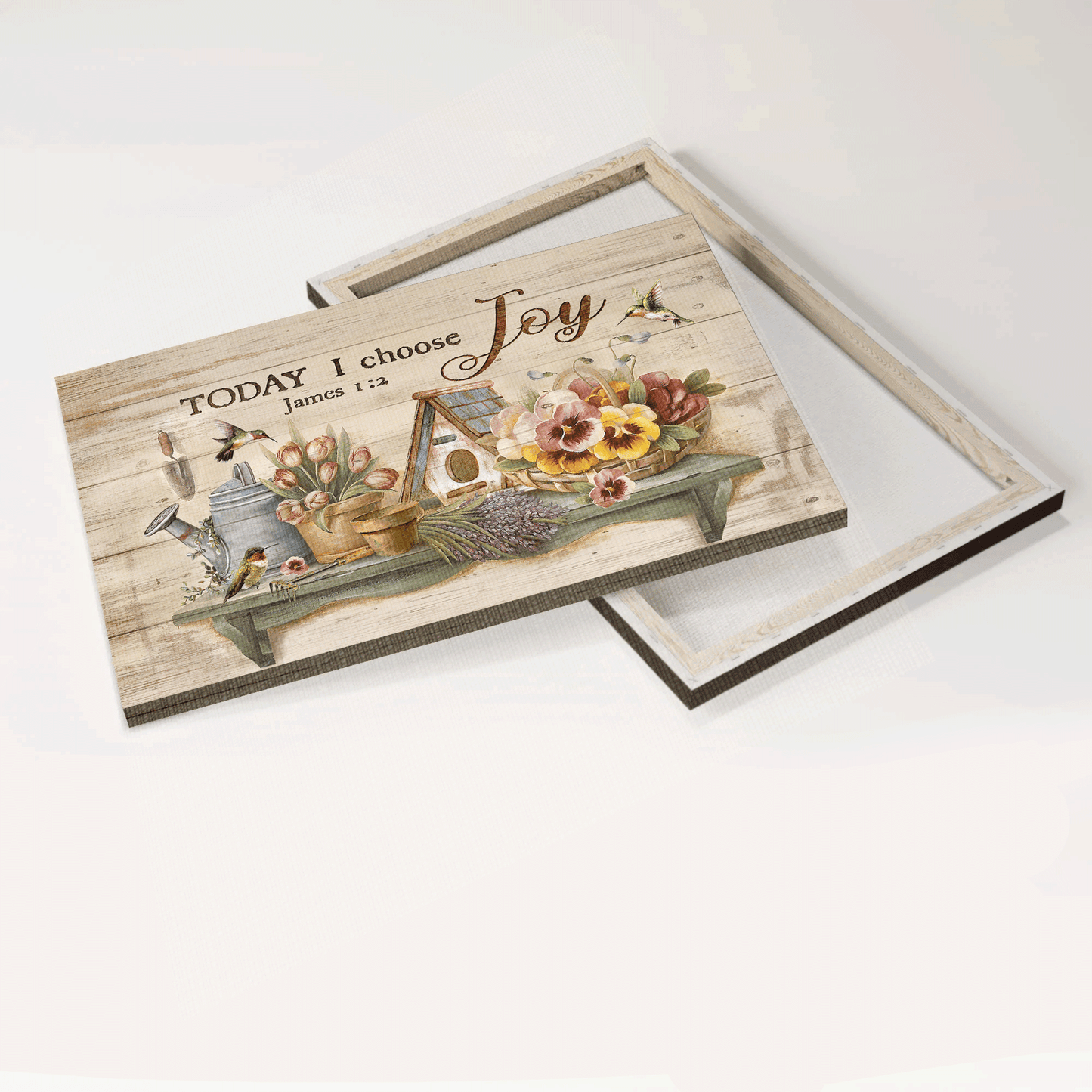 Jesus Landscape Canvas - Lovely hummingbird, Beautiful garden, Bible verse Canvas - Gift For Christian - Today I choose joy Landscape Canvas