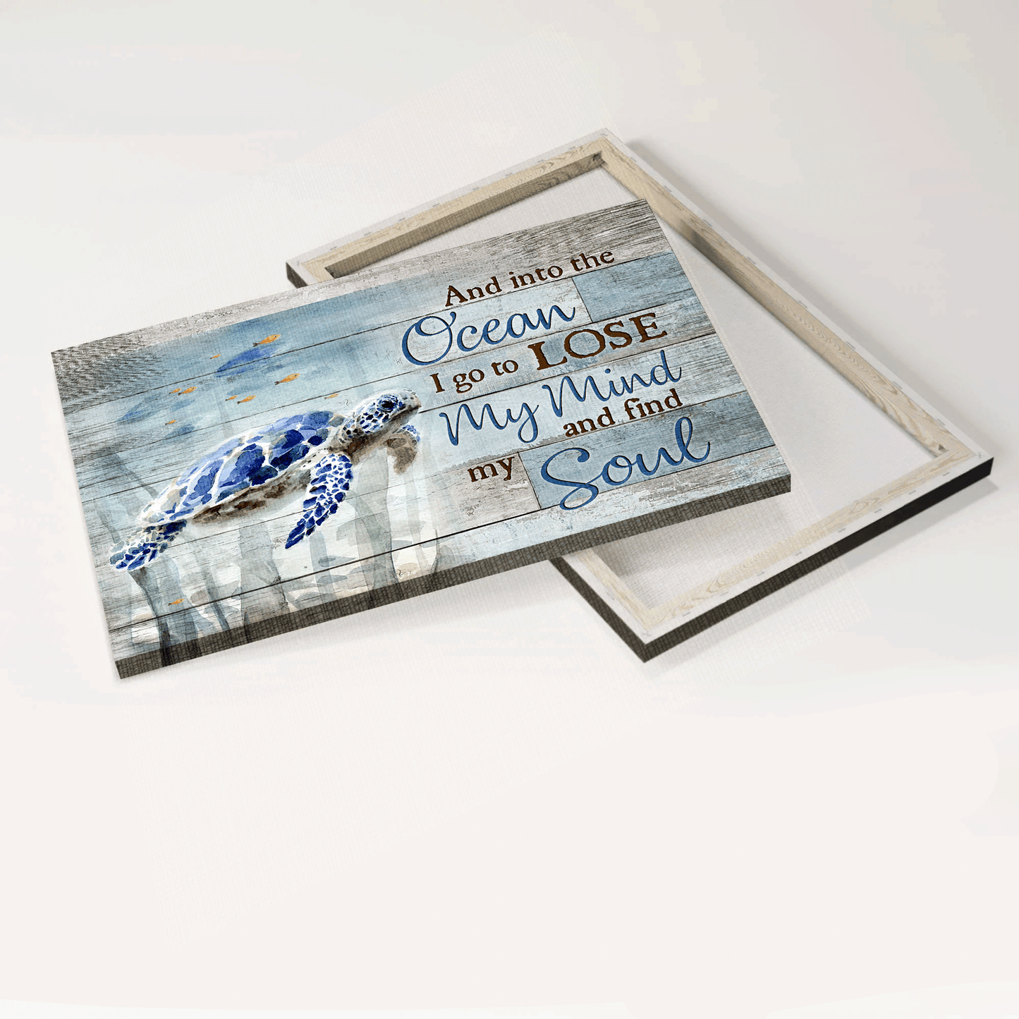 Jesus Landscape Canvas- Blue sea turtle, Stunning ocean painting- Gift for Christian- And into the ocean - Landscape Canvas Prints, Home Decor Wall Art