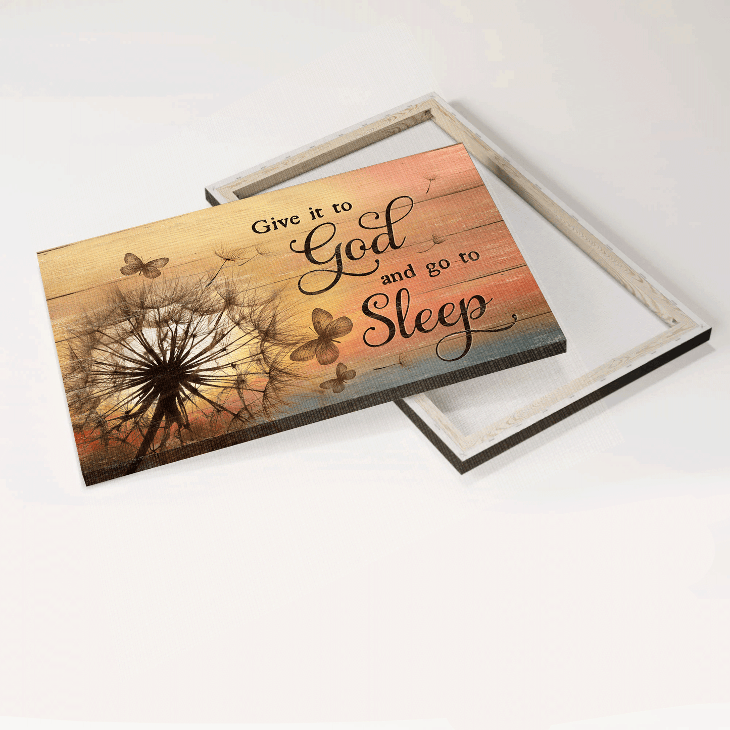 Jesus Landscape Canvas- Beautiful Dandelion, Pretty Butterfly Canvas- Gift For Christian- Give It To God And Go To Sleep