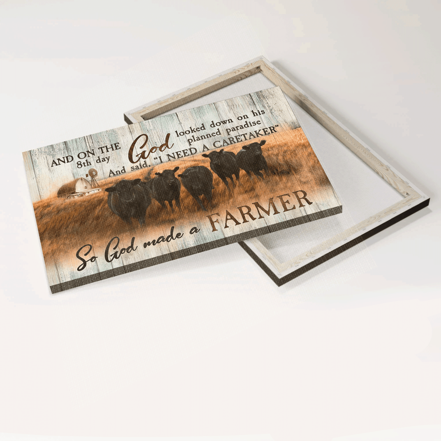 Jesus Landscape Canvas- Aberdeen Angus Canvas, Tranquil Farm Landscape Canvas- Gift For Religious Christian- God Looked Down On His Planned Paradise