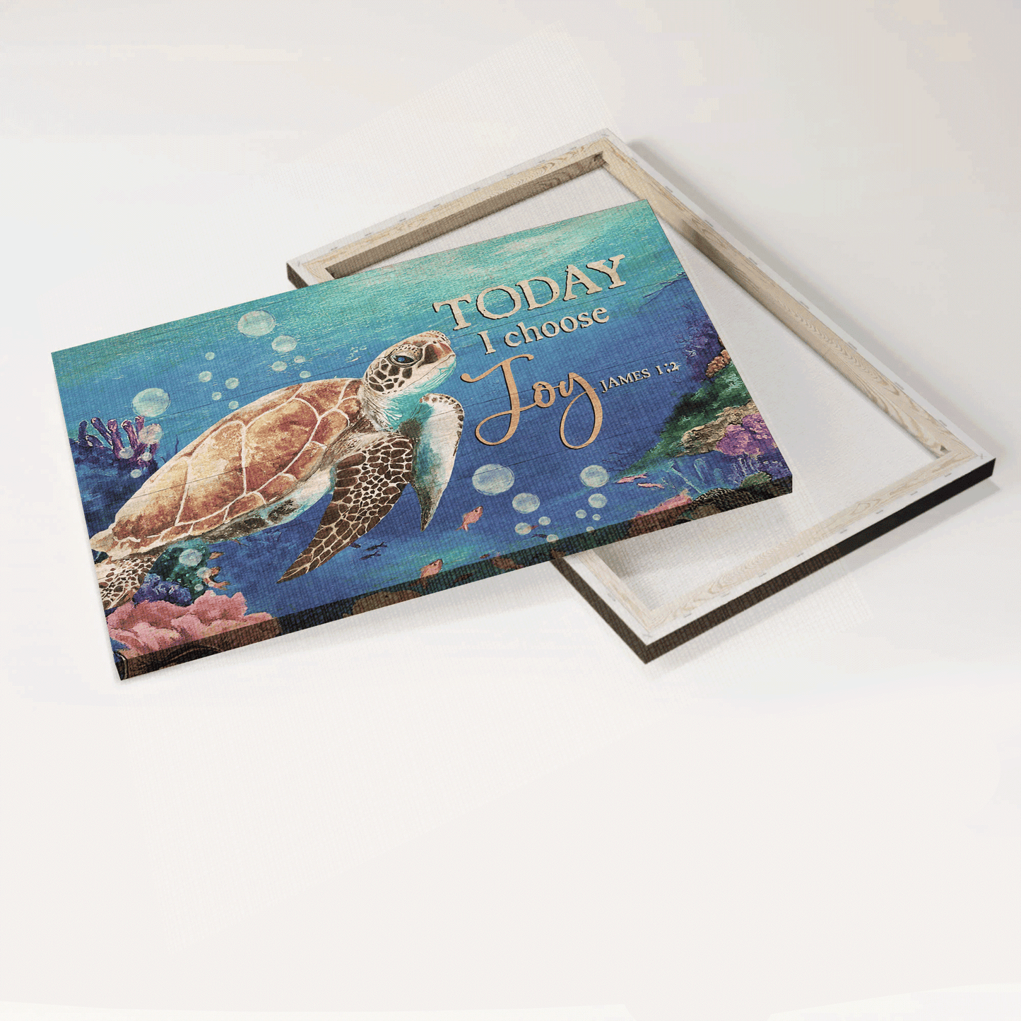Jesus Landscape Canvas - Big sea turtle, Ocean painting, Water balloons Landscape Canvas - Gift For Christian - Today I choose joy Landscape Canvas
