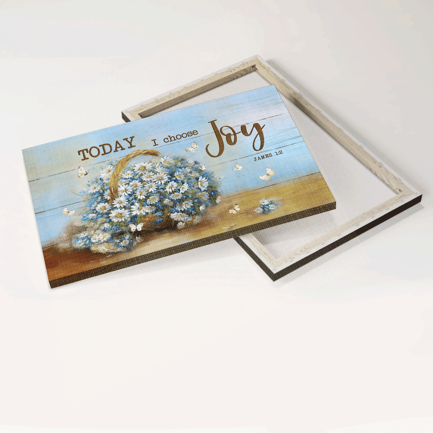 Jesus Landscape Canvas- Daisy, Butterfly, Bible verse canvas- Gift for Christian- Today I choose joy