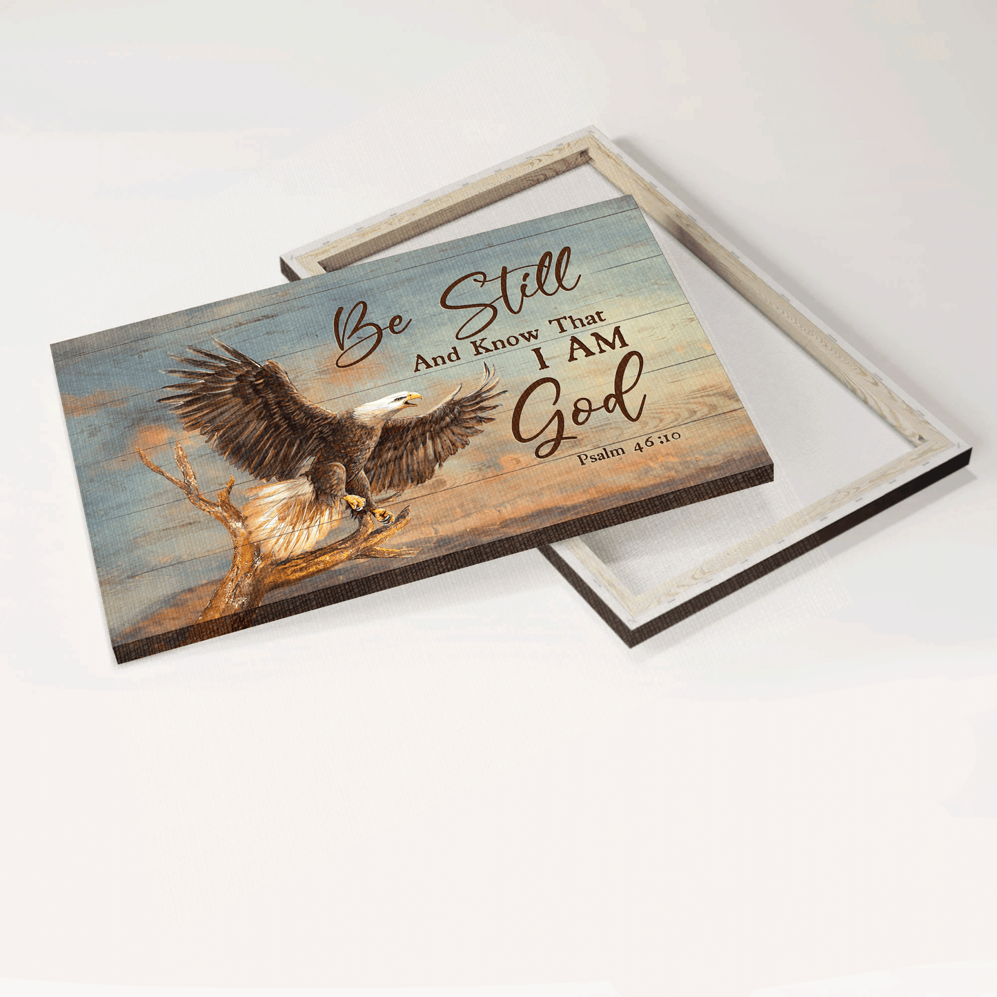 Jesus Landscape Canvas- Awesome Eagle, Sunset Painting Canvas- Gift For Christian- Be Still And Know That I Am God