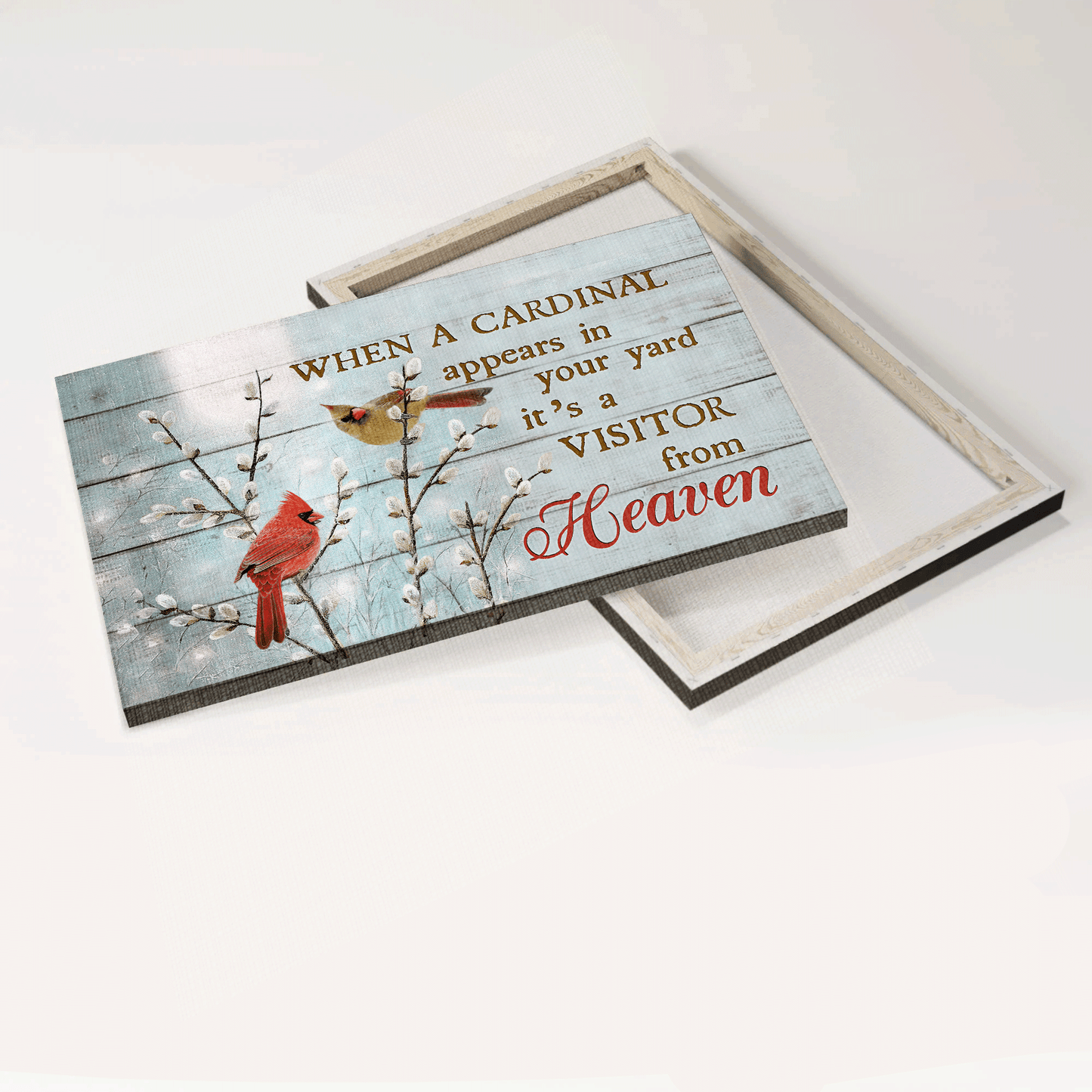 Jesus Landscape Canvas- Baby Flower, Cardinal Painting, Couple Cardinal Canvas- Gift For Christian- When A Cardinal Appears In Your Yard