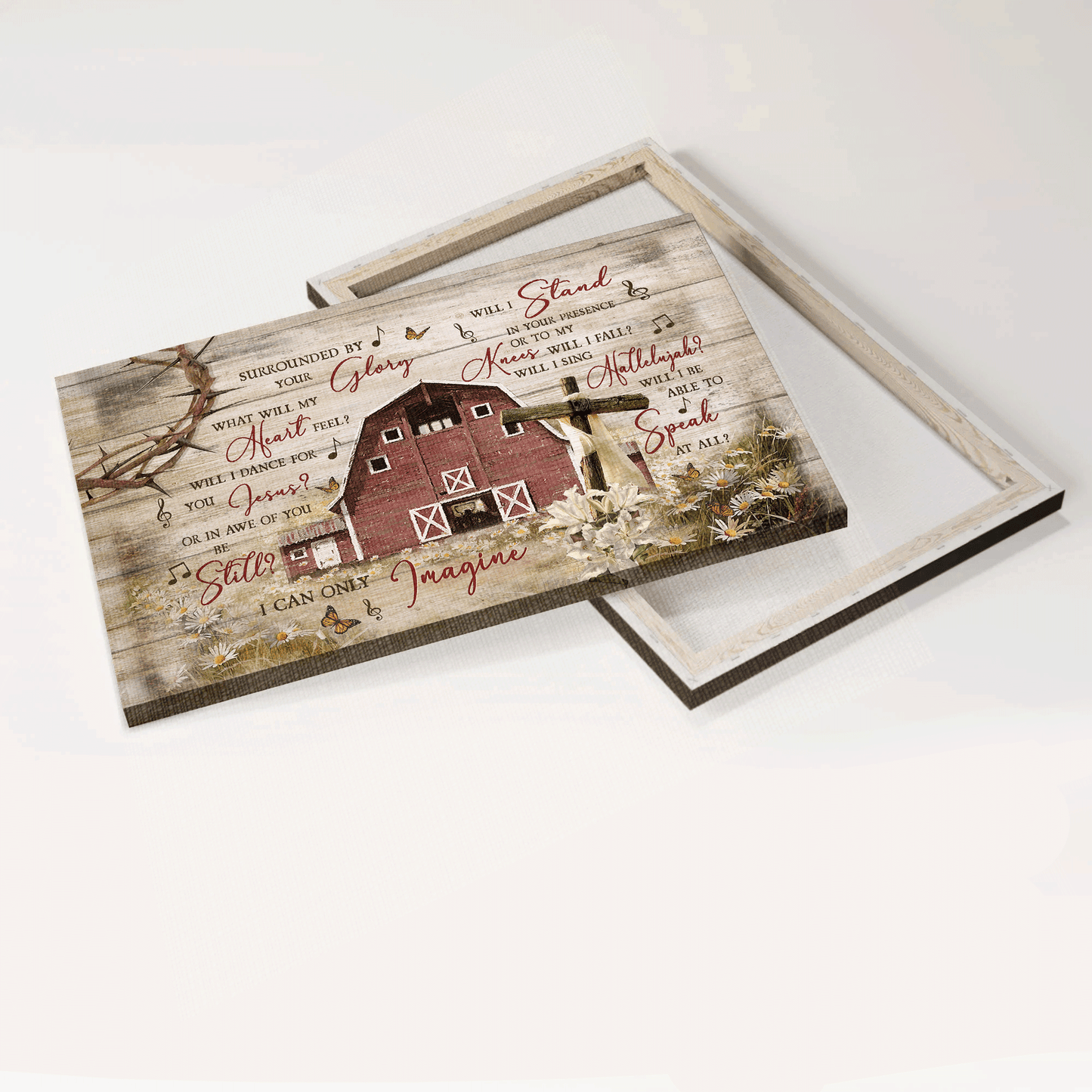 Jesus Landscape Canvas- Beautiful house, Flower field, Cross symbol canvas- Gift for Christian- I can only imagine