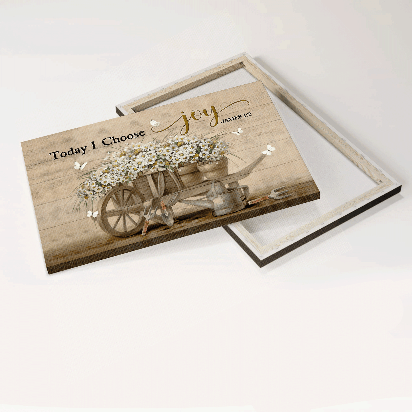 Jesus Landscape Canvas - Vintage Garden, Daisy Flower Canvas - Gift For Christian - Today I Choose Joy Canvas