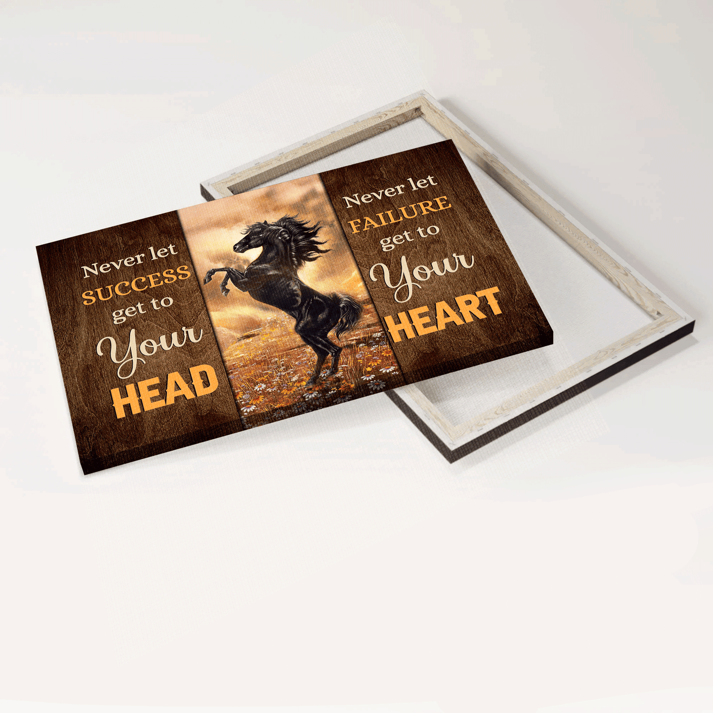 Jesus Landscape Canvas- Black horse artwork, Daisy field- Gift for Christian- Never let success get to your head - Landscape Canvas Prints, Christian Wall Art