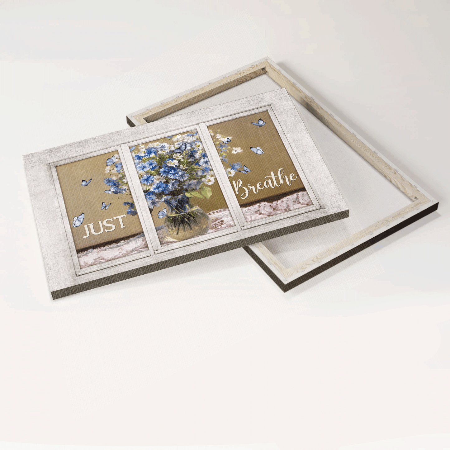 Jesus Landscape Canvas- Baby Flower Vase, White Butterfly Canvas- Gift For Christian- Be Still And Know That I Am God