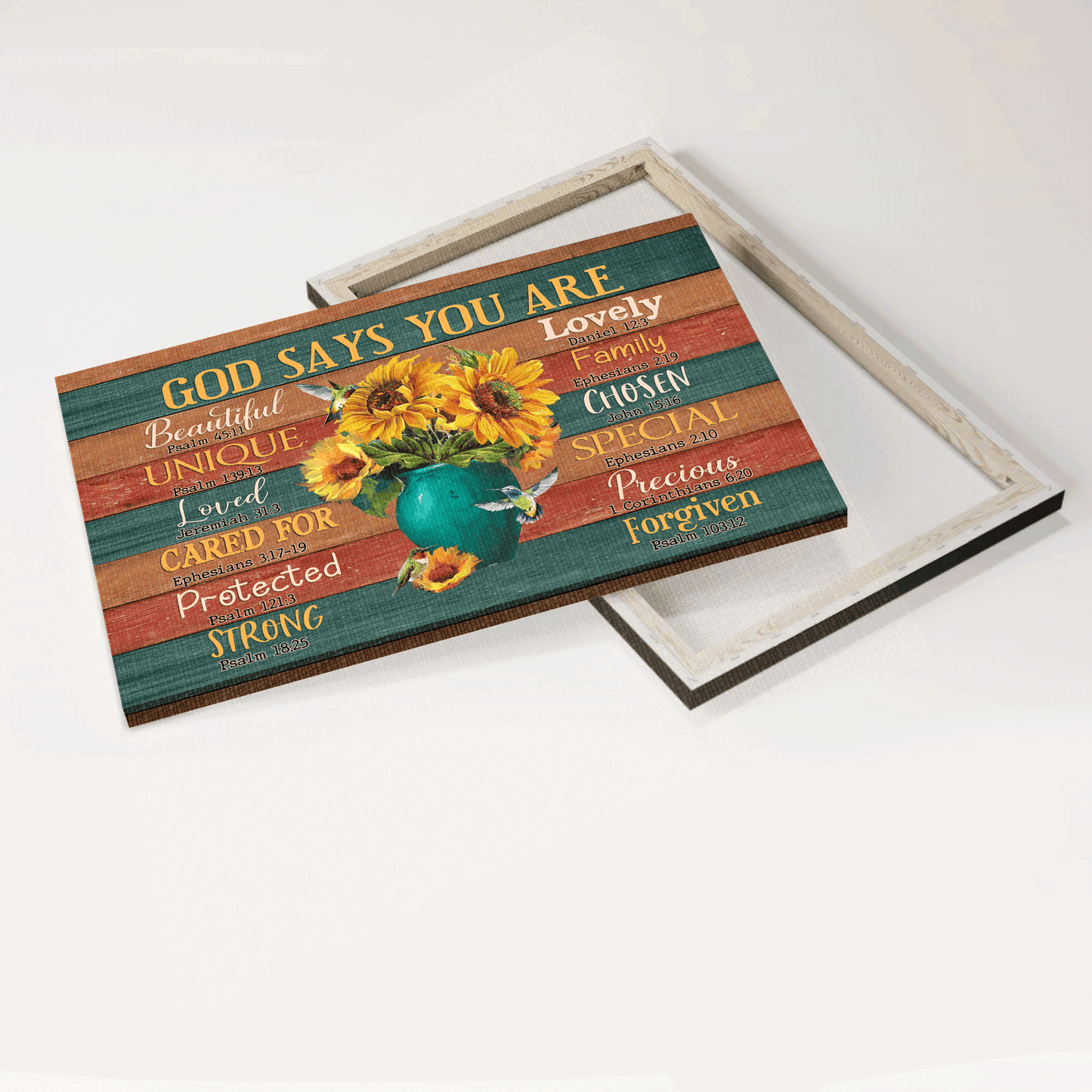 Jesus Landscape Canvas - Sunflower Painting, Blue Vase, Colorful Hummingbird Canvas - Gift For Christian - God Says You Are Special Canvas