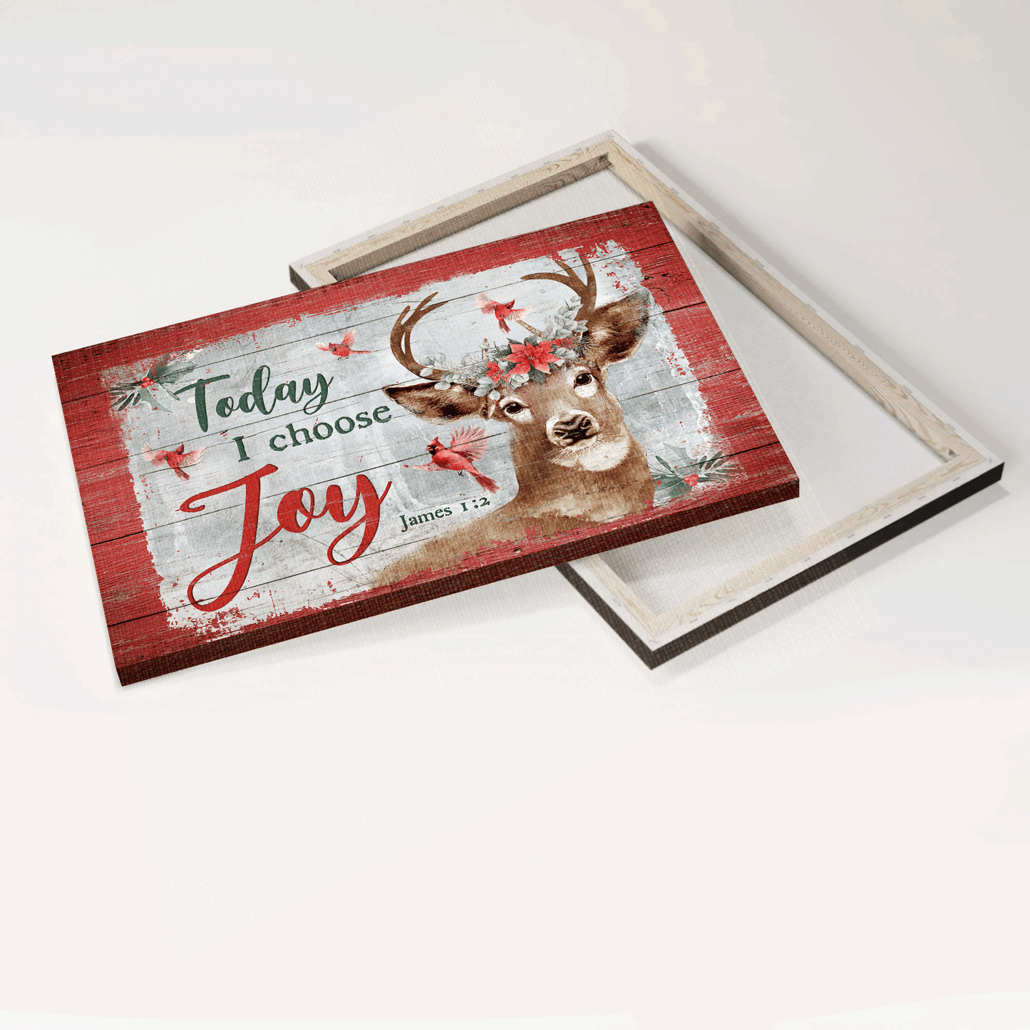 Jesus Landscape Canvas - Christmas, Unique Reindeer, Christmas Wreath Landscape Canvas - Gift For Christian - Today I Choose Joy Landscape Canvas
