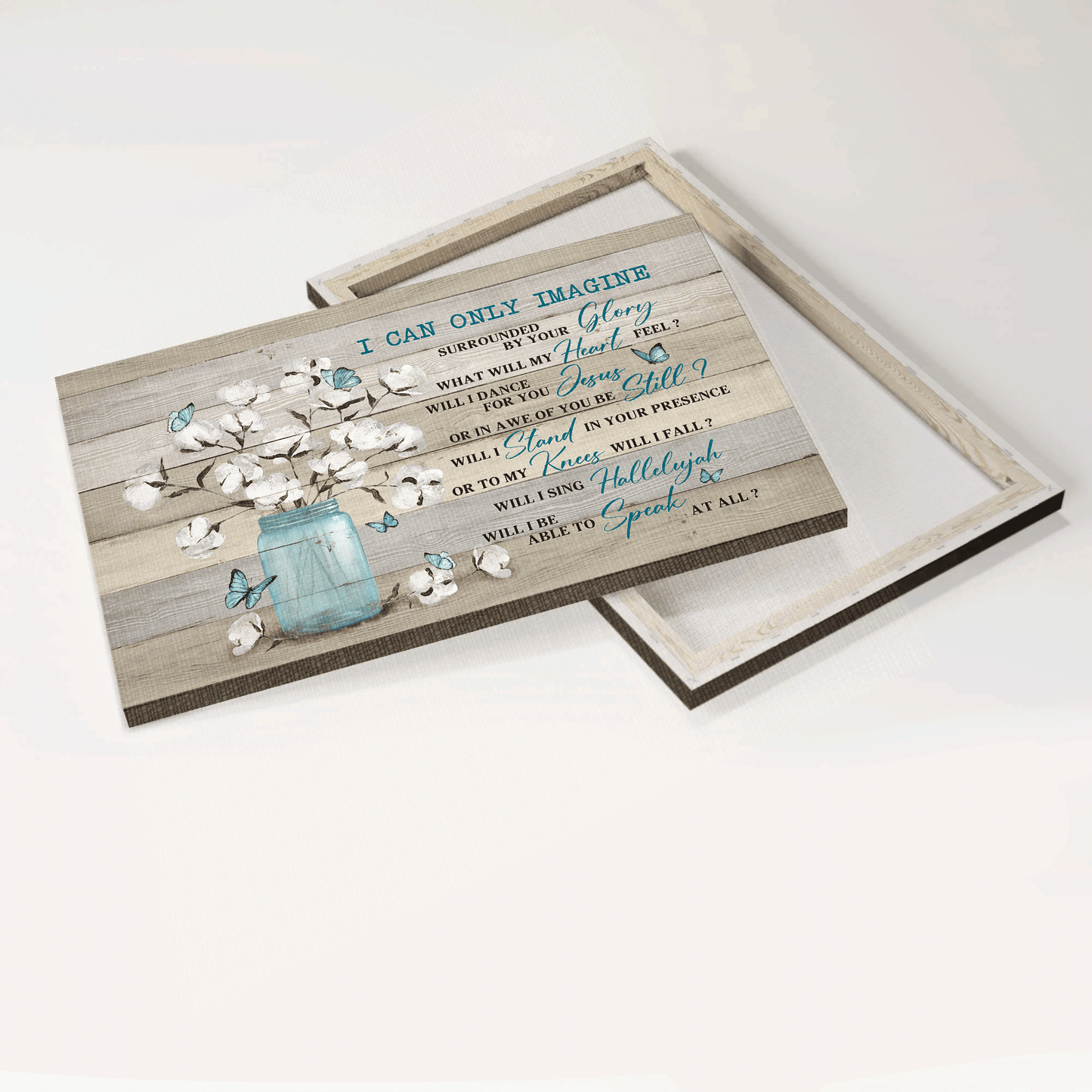 Jesus Landscape Canvas- Blue butterfly, Cotton flower painting canvas- Gift for Christian- I can only imagine - Landscape Canvas Prints, Wall Art