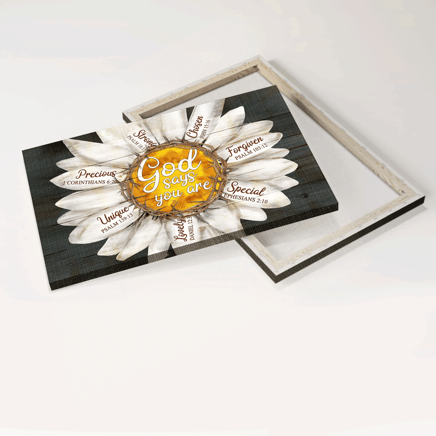 Jesus Landscape Canvas- Daisy flower canvas- Gift for Christian- God says you are