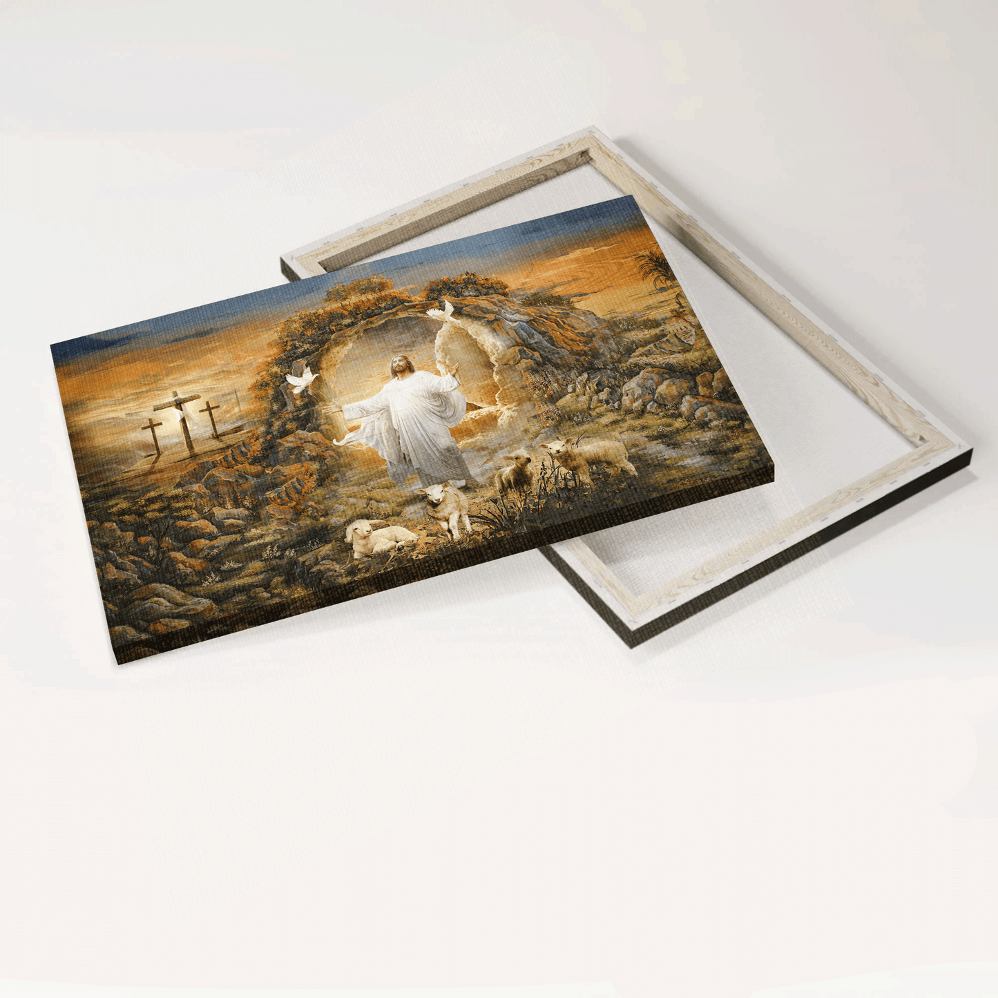 Jesus Landscape Canvas - Lambs of God, Door to heaven, Jesus painting, The peaceful place Canvas - Gift For Christian