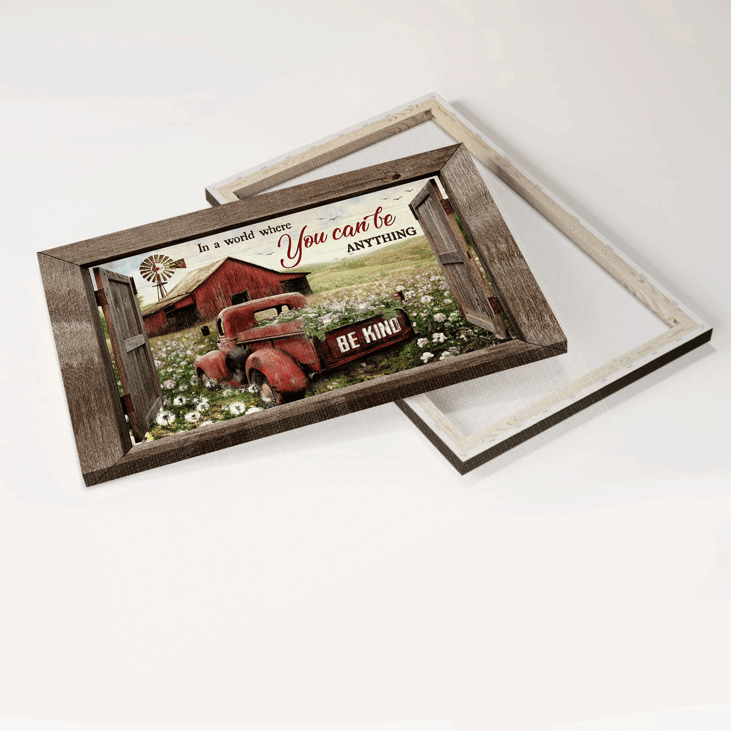 Jesus Landscape Canvas - Big dandelion field, Antique ladybug car Landscape Canvas - Gift For Christian - In a world where you can be anything Landscape Canvas