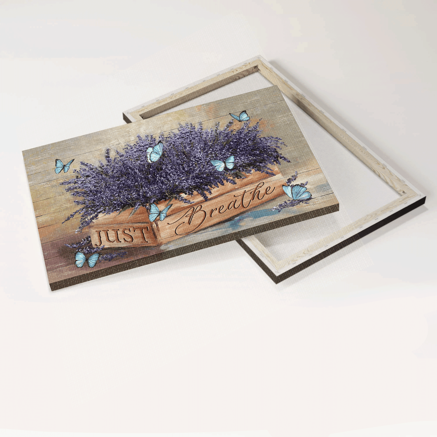 Jesus Landscape Canvas- Blue butterfly, Lavender painting, Abstract art, Inspirational quote, Just breathe canvas- Gift for Christian - Landscape Canvas Prints, Home Decor Wall Art