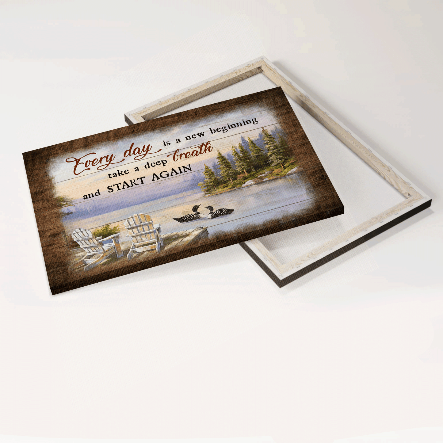 Jesus Landscape Canvas- Black Swan, On the river, Lake view painting canvas- Gift for Christian- Everyday is a new beginning - Landscape Canvas Prints, Christian Wall Art