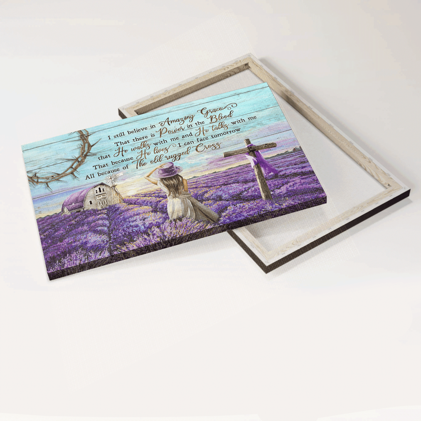 Jesus Landscape Canvas - Lavender field, Countryside landscape, Beautiful little girl Canvas - Gift For Christian - I still believe in amazing grace Landscape Canvas