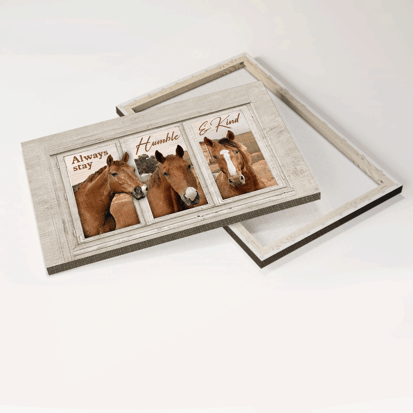 Jesus Landscape Canvas- Beautiful horse, Horse painting, White frame canvas- Gift for Christian- Always stay humble and kind
