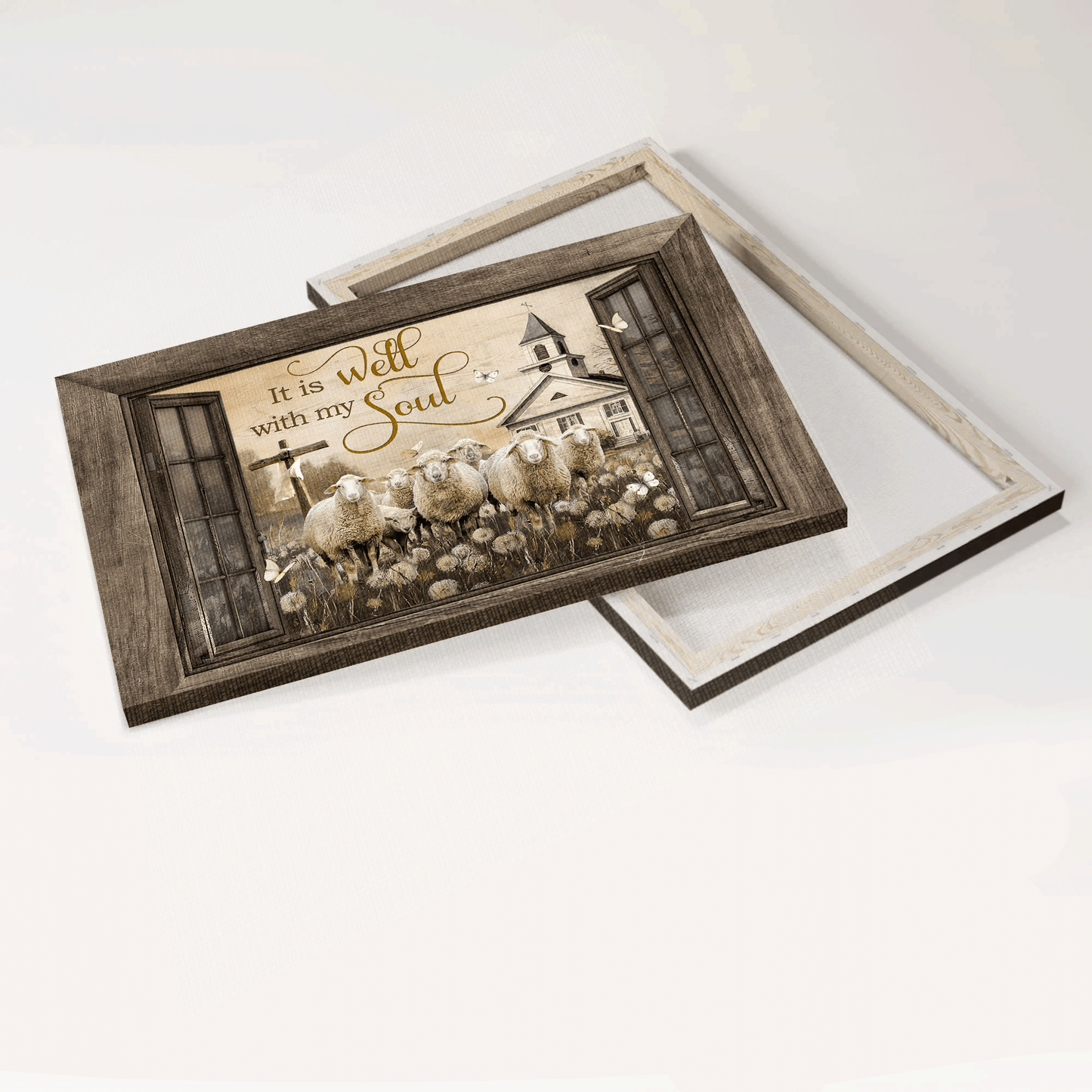 Jesus Landscape Canvas- Amazing Lamb Of God, Dandelion Field, Church Landscape Canvas- Gift For Christian- It Is Well With My Soul