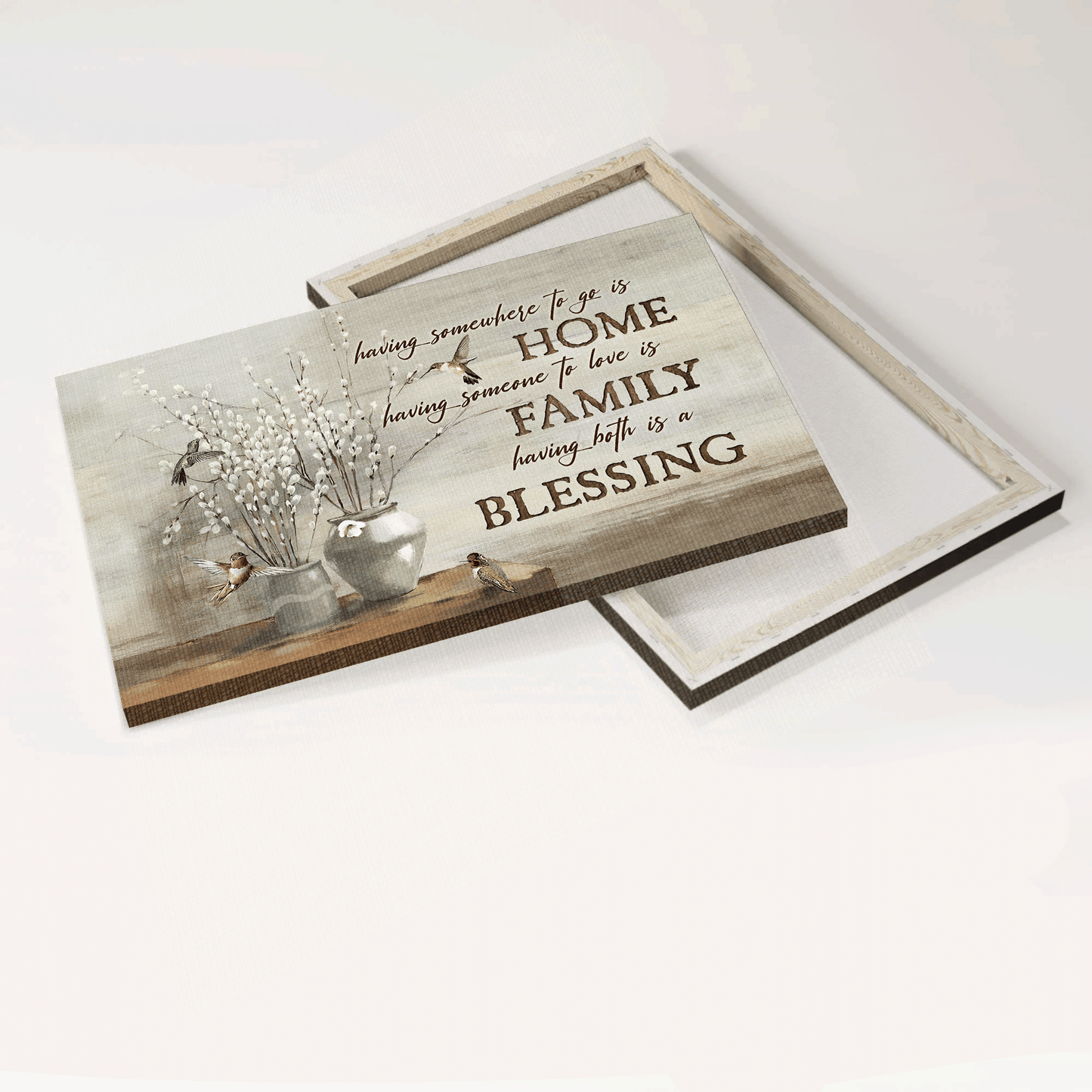 Jesus Landscape Canvas- Baby White Flower Painting, Colorful Hummingbird Landscape Canvas- Gift For Christian- Having Somewhere To Go Is Home