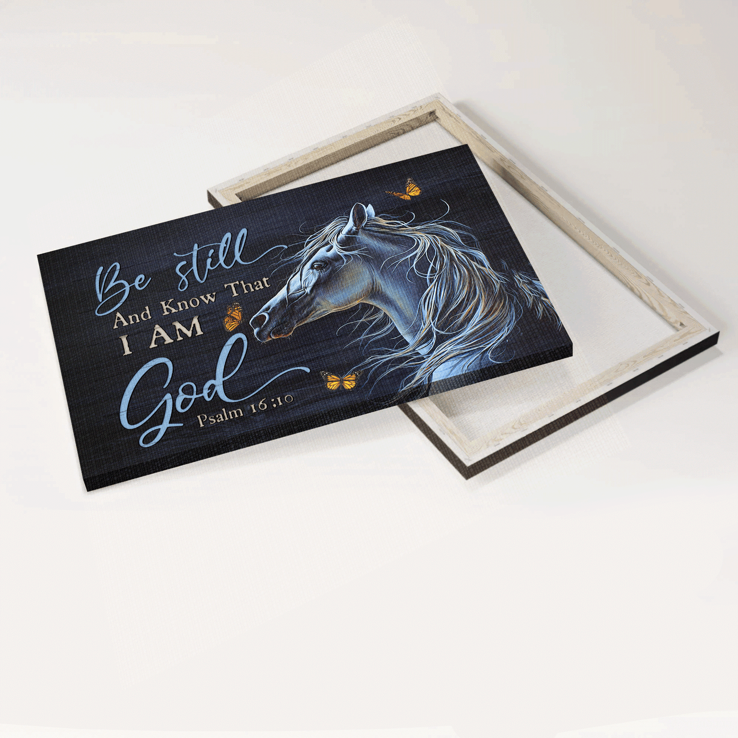 Jesus Landscape Canvas- Beautiful horse, Butterfly canvas- Gift for Christian- Be still & know that I am God