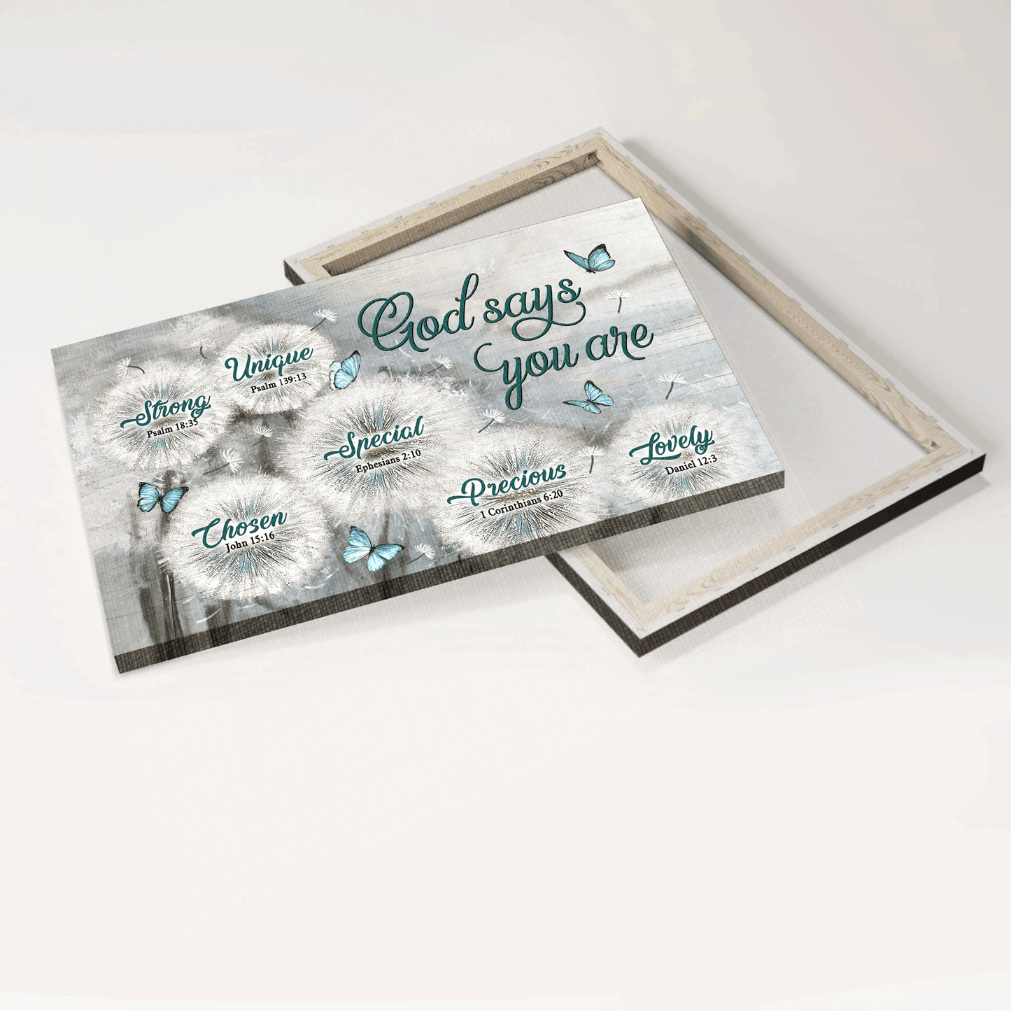 Jesus Landscape Canvas- Dandelion Field, Blue butterfly canvas- Gift for Christian- God says you are