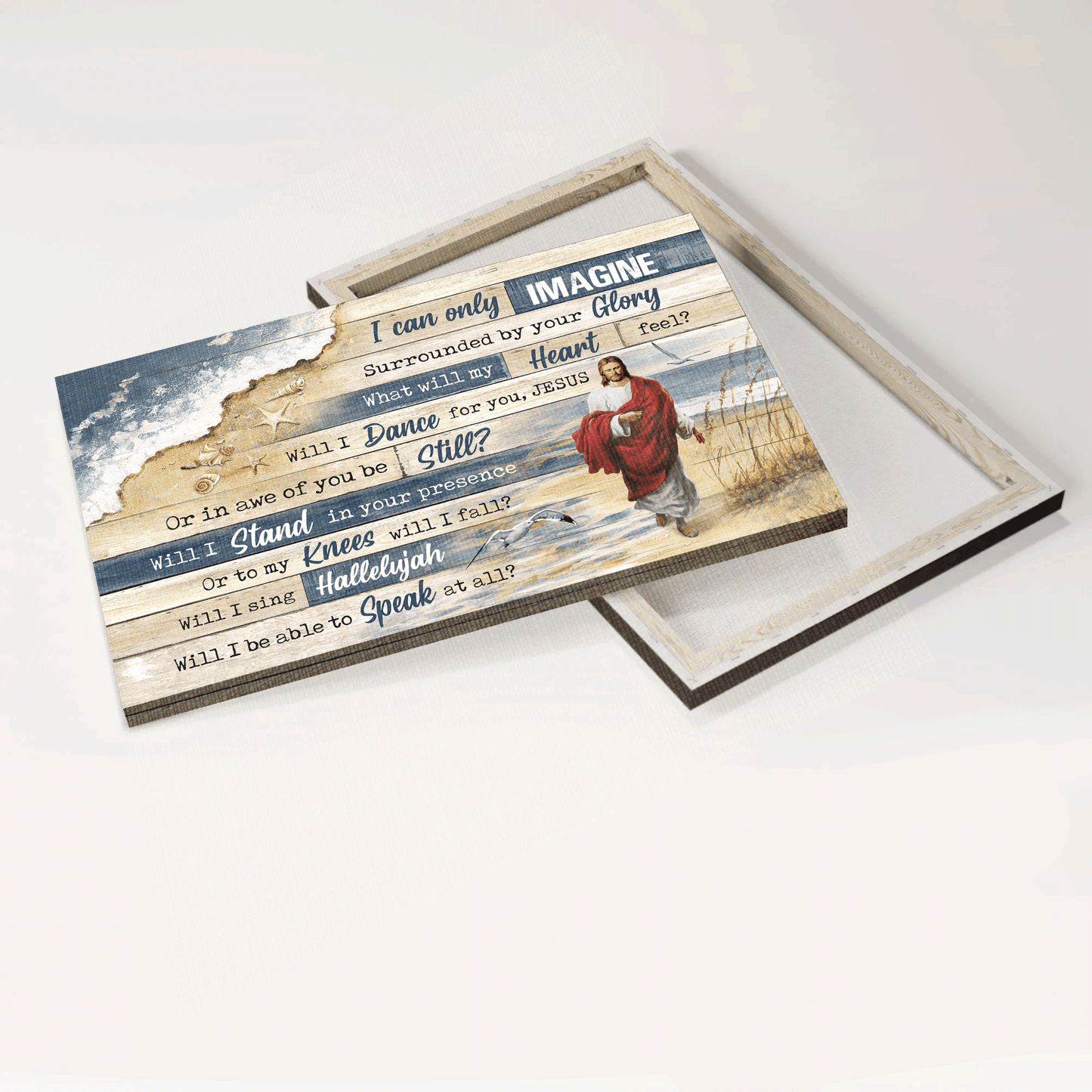 Jesus Landscape Canvas- Beach Painting, Jesus Painting, Walking With Jesus, Jesus Walks On Beach Canvas- Gift For Christian- I Can Only Imagine