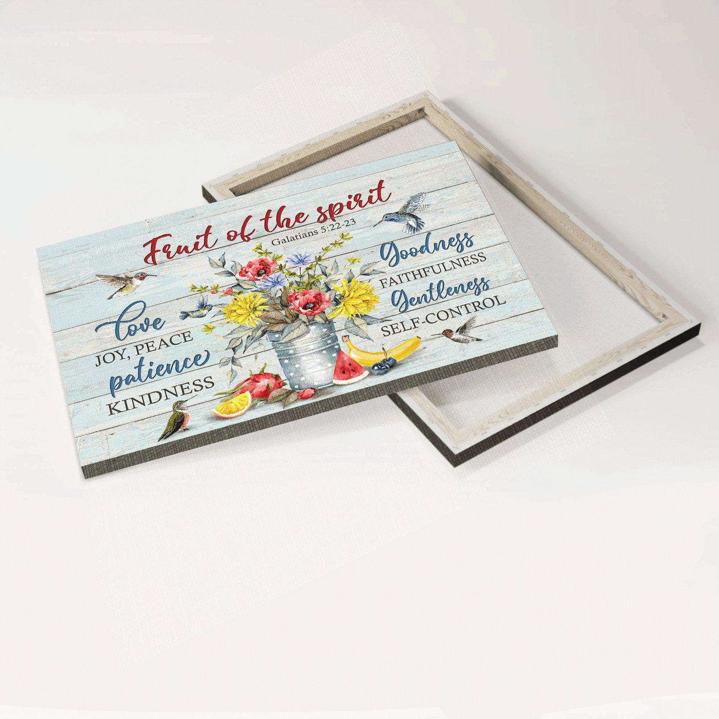 Jesus Landscape Canvas - Flower vases, Hummingbird Landscape Canvas - Gift For Christian - Fruit of the spirit Landscape Canvas