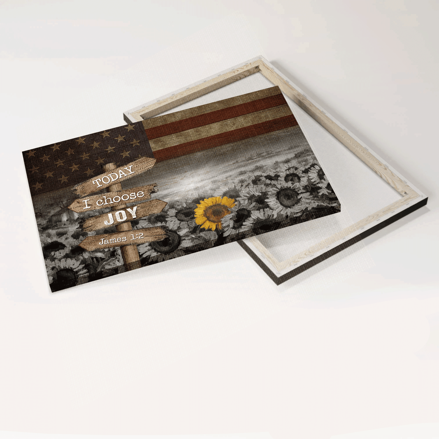 Jesus Landscape Canvas- Black and white painting, Unique sunflower, US flag - Gift for Christian- Today I choose joy - Landscape Canvas Prints, Christian Wall Art