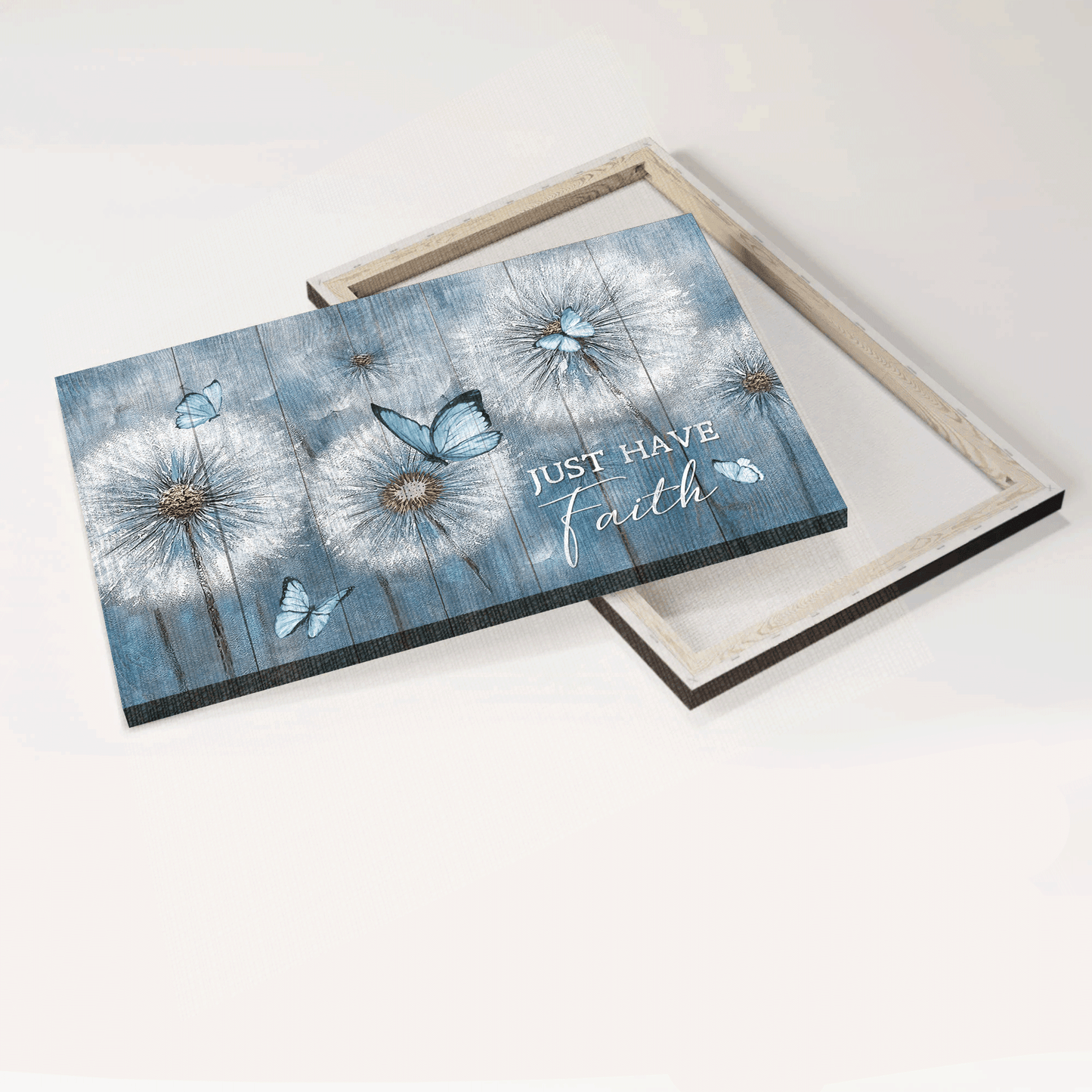 Jesus Landscape Canvas- Beautiful Dandelion, Blue Butterfly Canvas- Gift For Christian- Just Have Faith