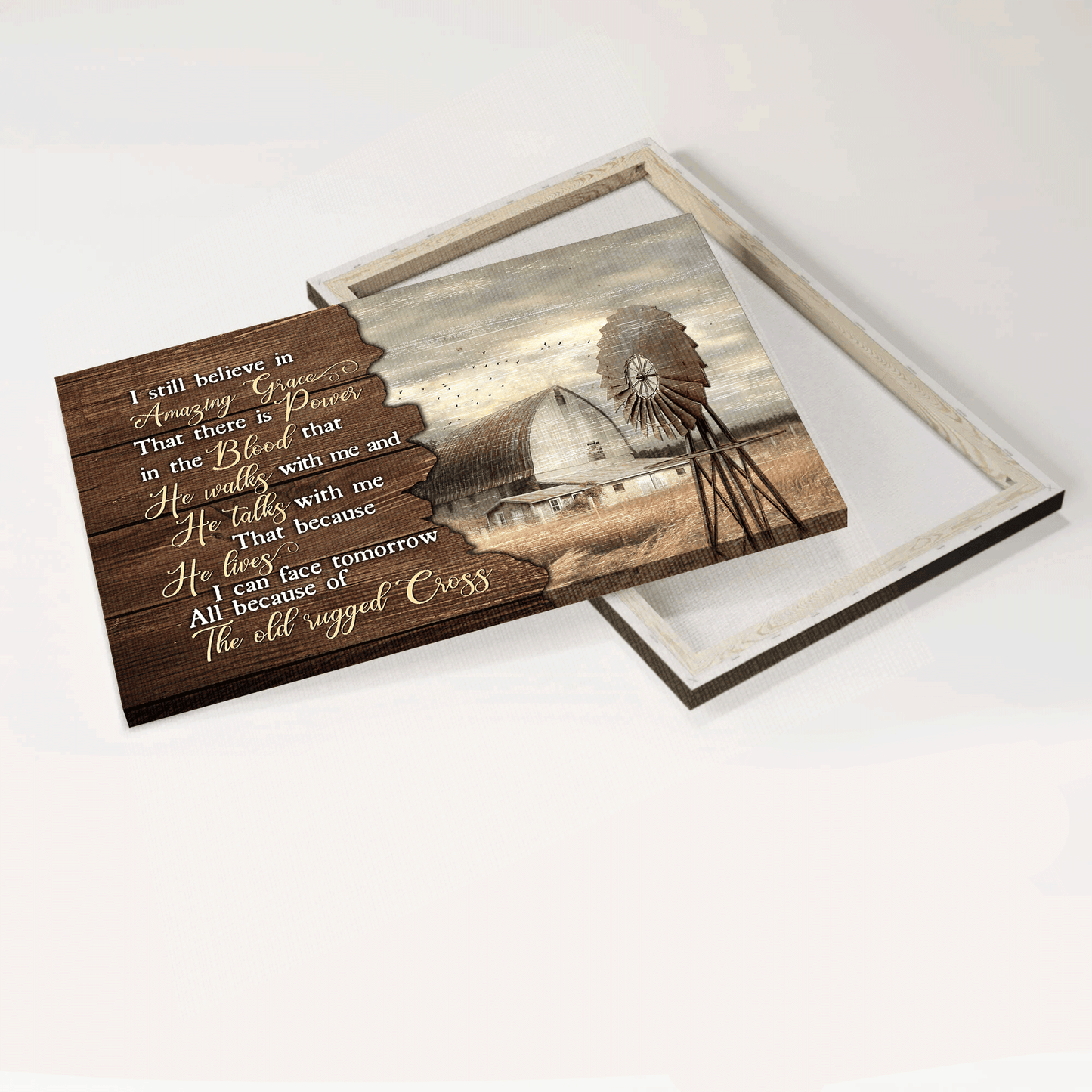 Jesus Landscape Canvas - Old Barn Painting, Windmill Landscape Canvas - Gift For Christian - I still believe in amazing grace Landscape Canvas