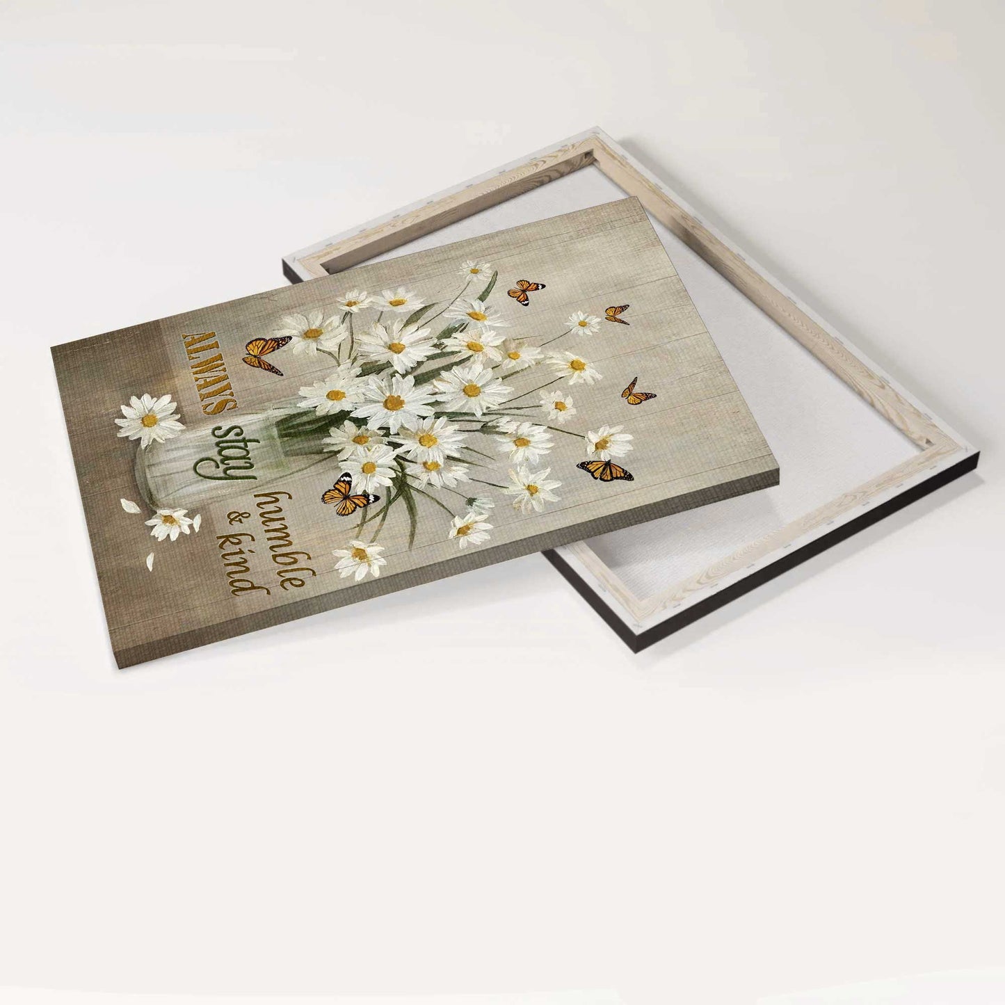 Jesus Portrait Canvas Canvas - Beautiful daisy vase, Still life drawing, Butterfly car Portrait Canvas Canvas - Gift For Christian - Always stay humble and kind