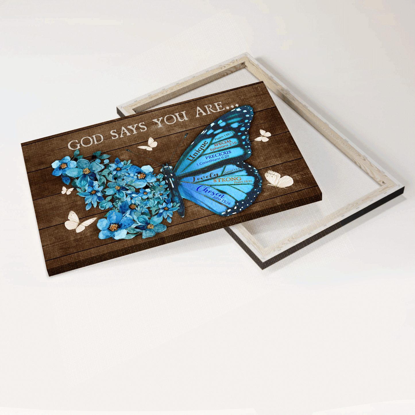 Jesus Landscape Canvas - Unique Butterfly, Blue Flower Garden Canvas - Gift For Christian -  God Says You Are Unique Canvas