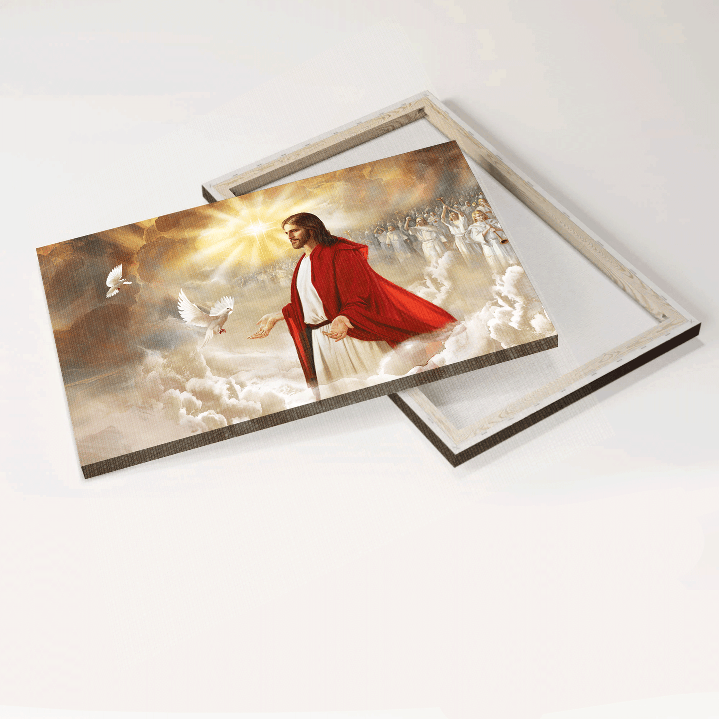 Jesus Landscape Canvas - Holy spirit dove, Religious painting, God in heaven Landscape Canvas - Gift For Religious Christian - Abstract Jesus drawing