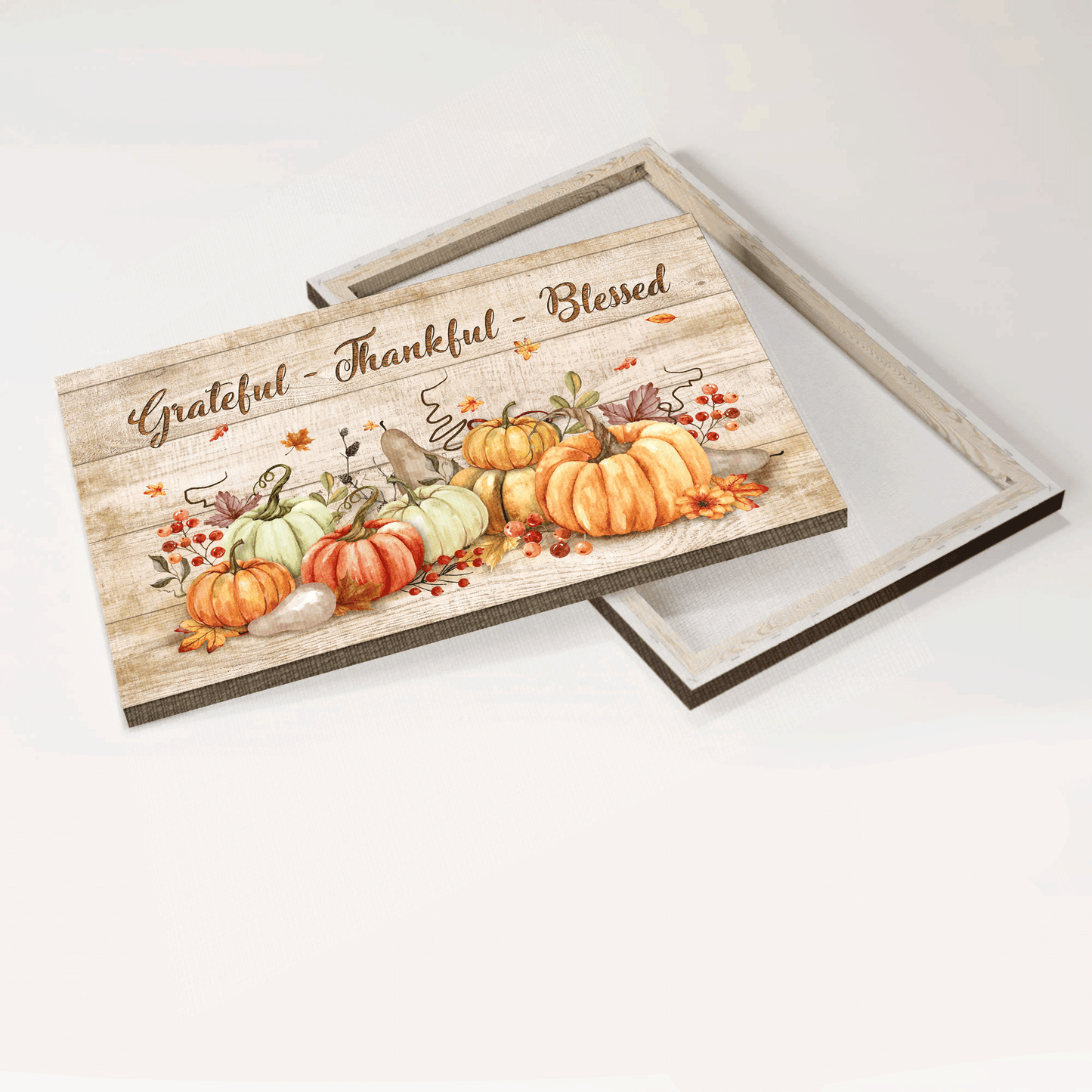 Jesus Landscape Canvas- Autumn Painting, Pumpkin Canvas- Gift For Christian- Grateful, Thankful And Blessed