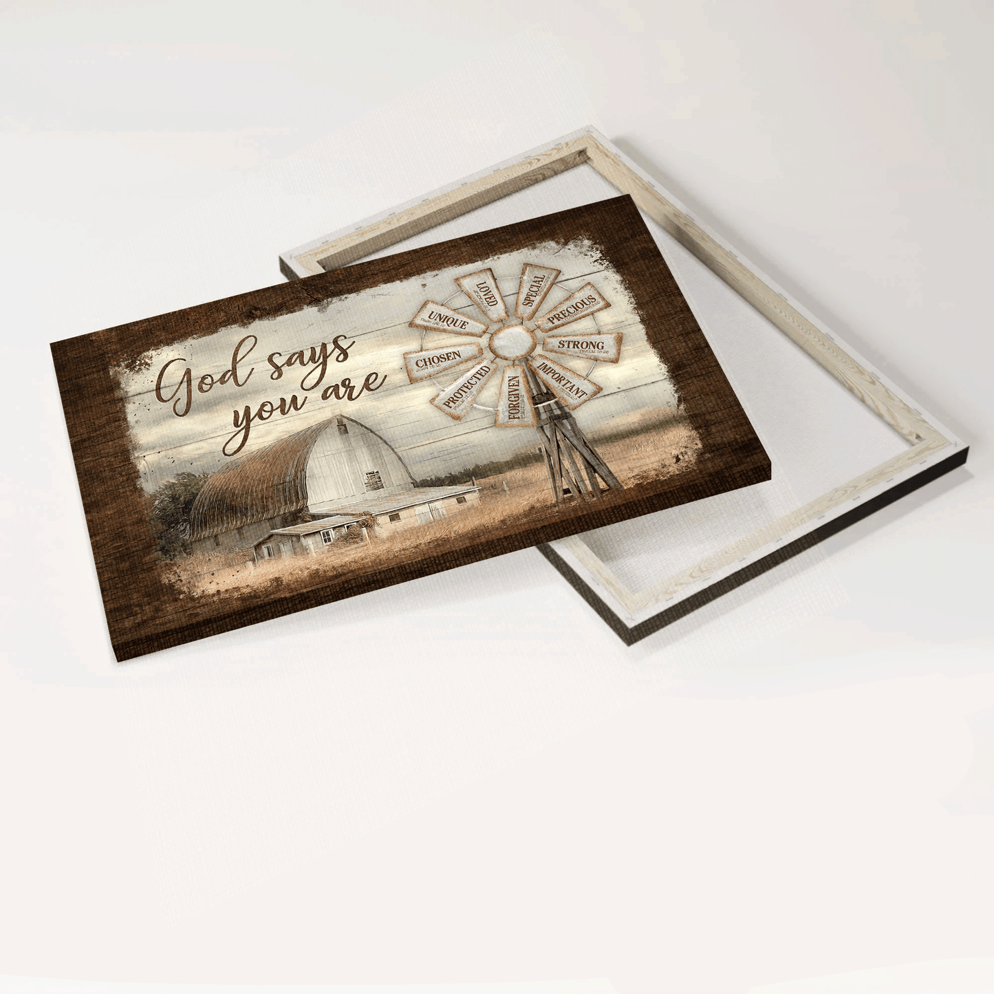 Jesus Landscape Canvas - Windmill, Farm, Rustic Barn Canvas - Gift For Christian - God Says You Are Canvas