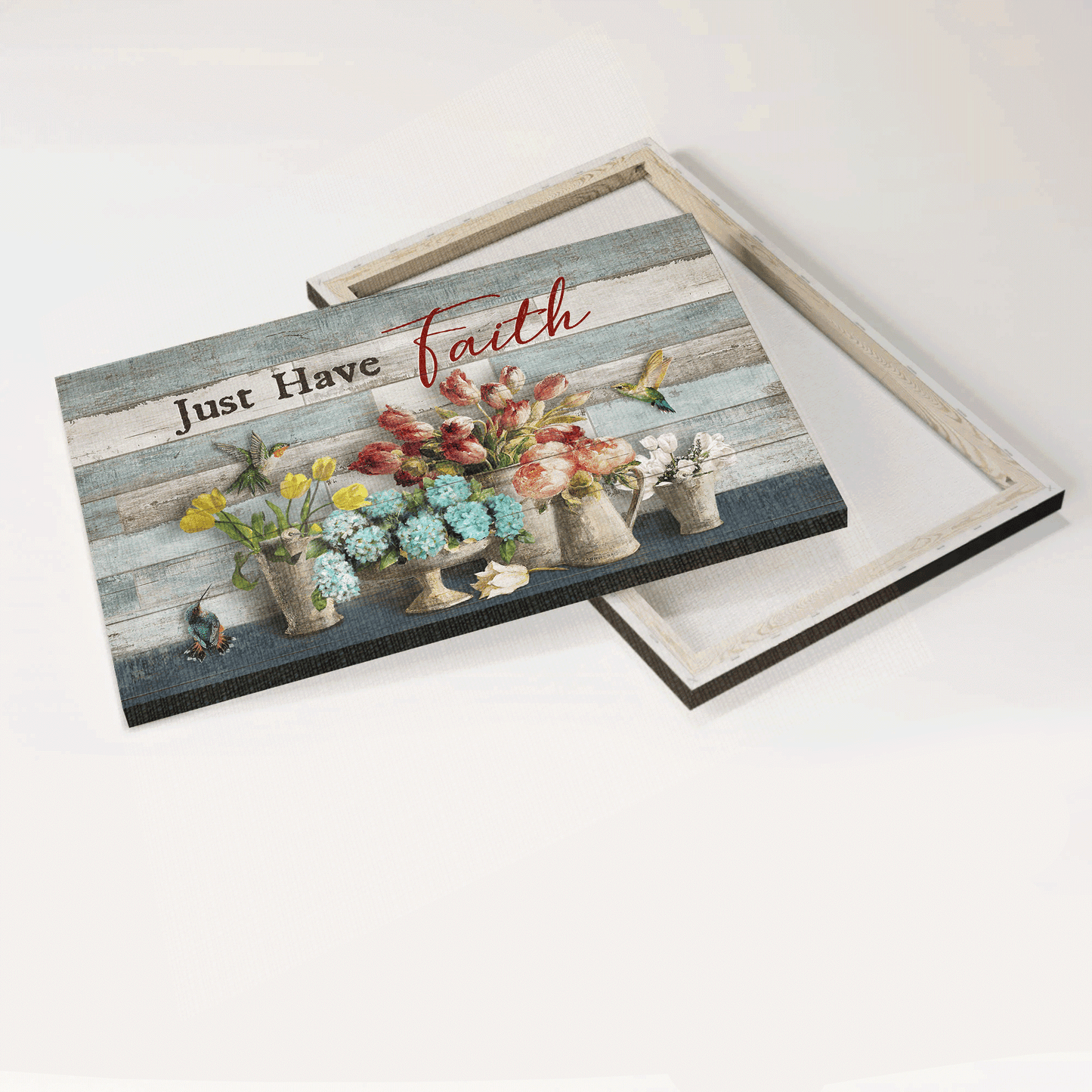 Jesus Landscape Canvas - Lovely hummingbird, Types of flowers, Beautiful flowers Landscape Canvas - Gift For Christian - Just have faith Landscape Canvas