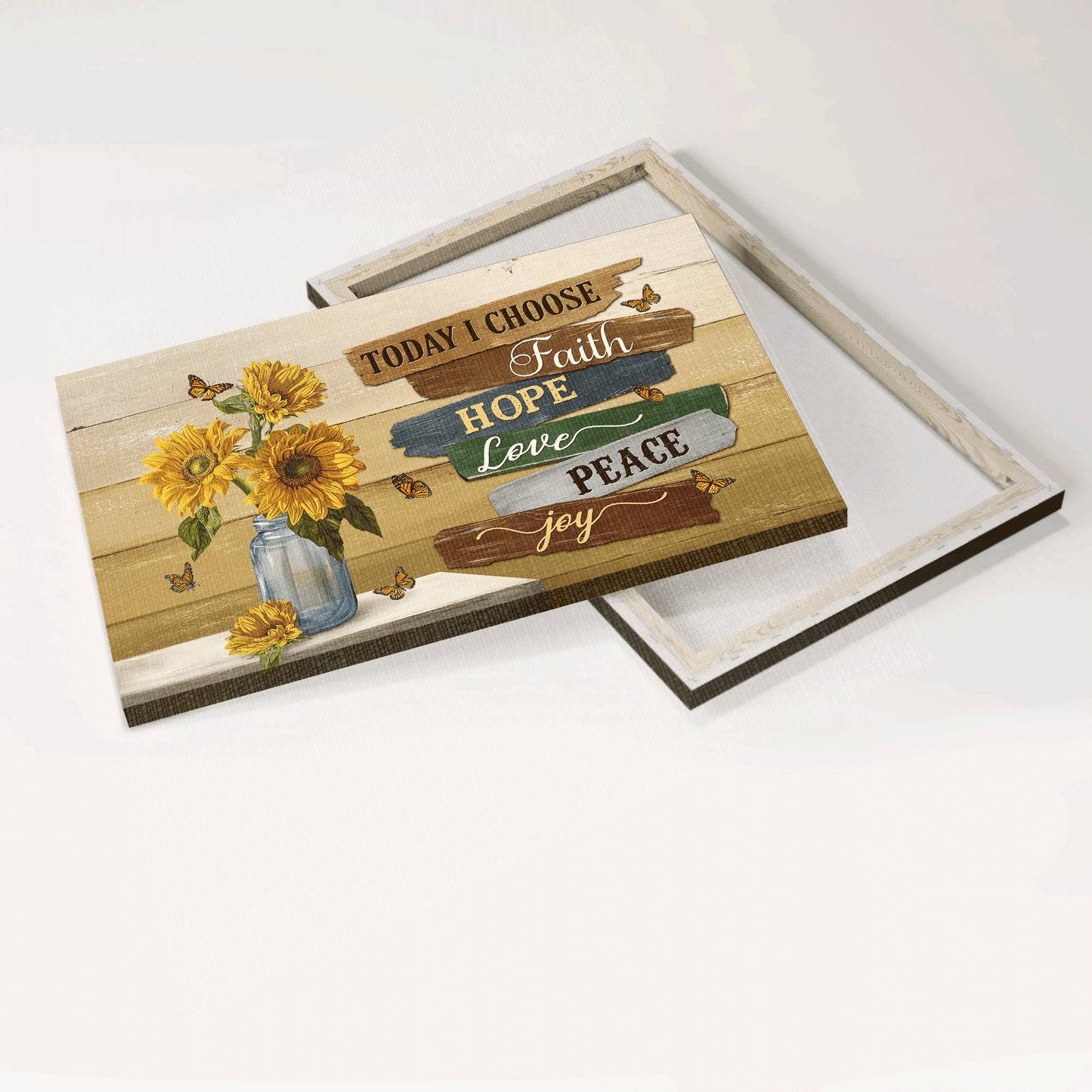 Jesus Landscape Canvas - Beautiful sunflower, Monarch butterfly Landscape Canvas - Gift For Christian - oday I choose faith
