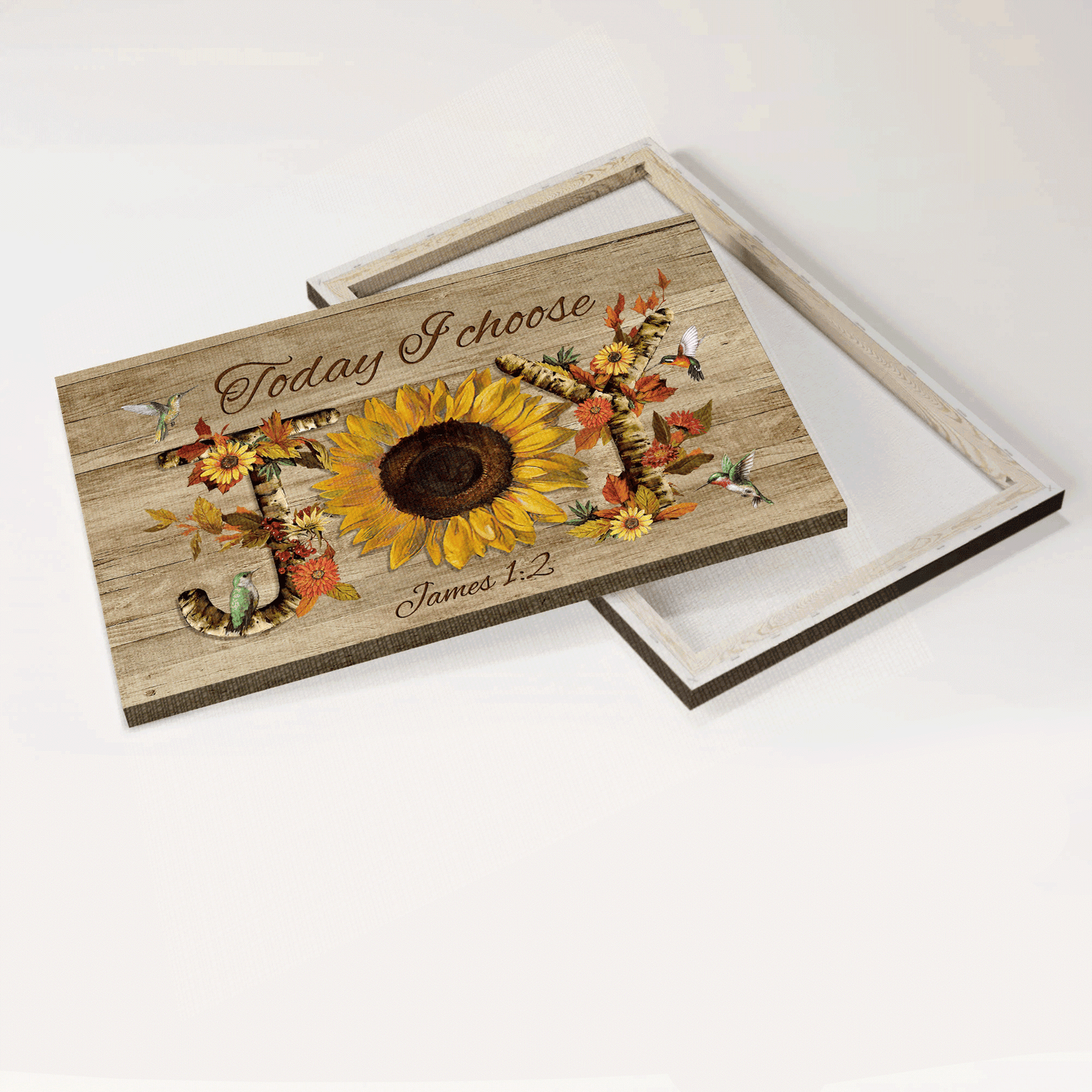 Jesus Landscape Canvas - Bible verse, Abstract sunflower, Watercolor hummingbirds Landscape Canvas - Gift For Christian - Today I choose joy Landscape Canvas