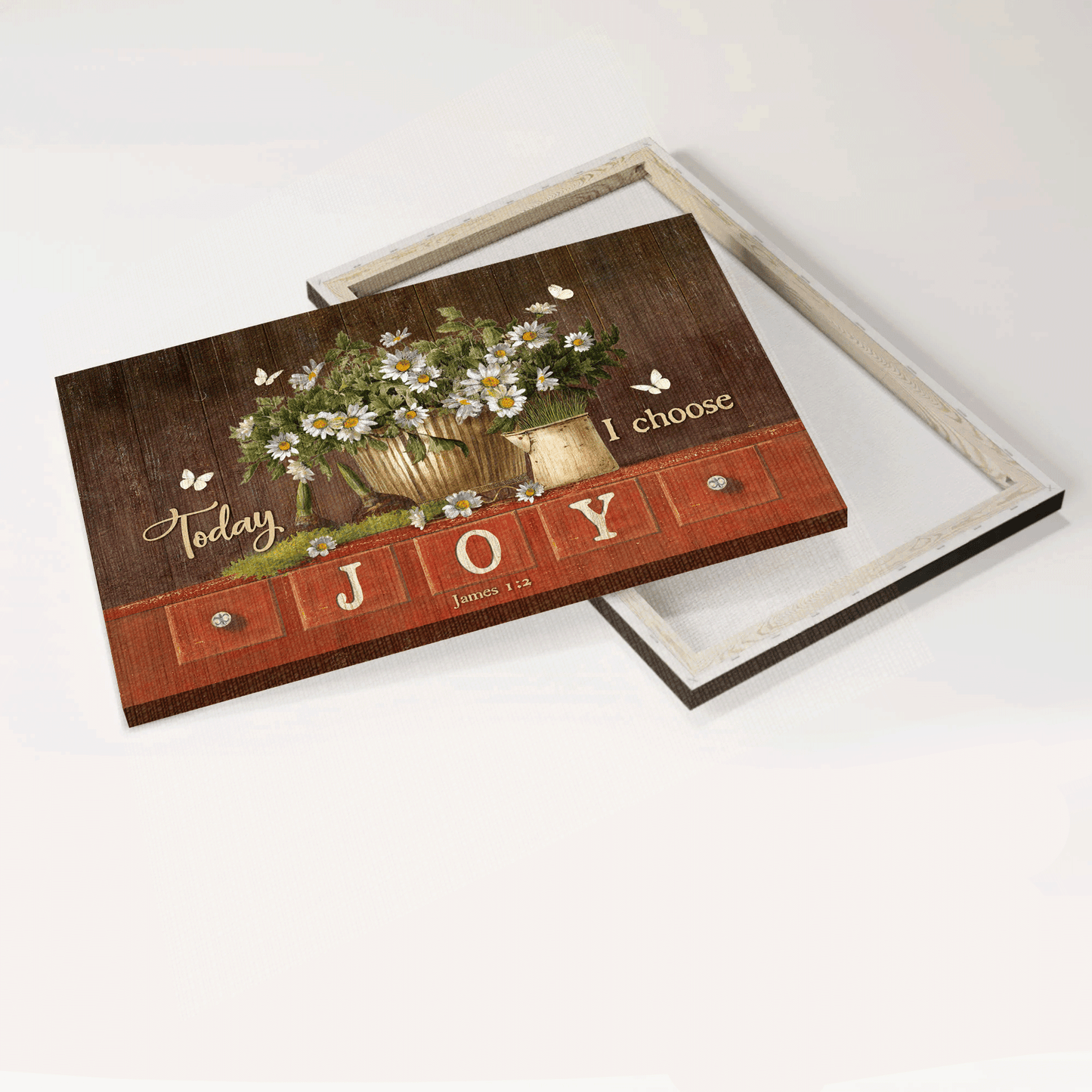 Jesus Landscape Canvas - Lovely daisy vase, White butterfly, Amazing garden, Today I choose joy Landscape Canvas - Gift For Christian Landscape Canvas Prints, Christian Wall Art