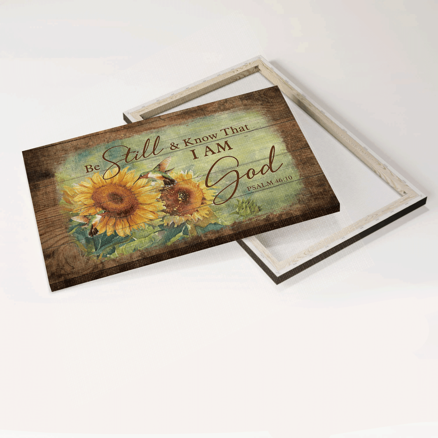 Jesus Landscape Canvas - Stunning Sunflower, Hummingbird Canvas - Gift For Christian - Be still and know that I am God Landscape Canvas