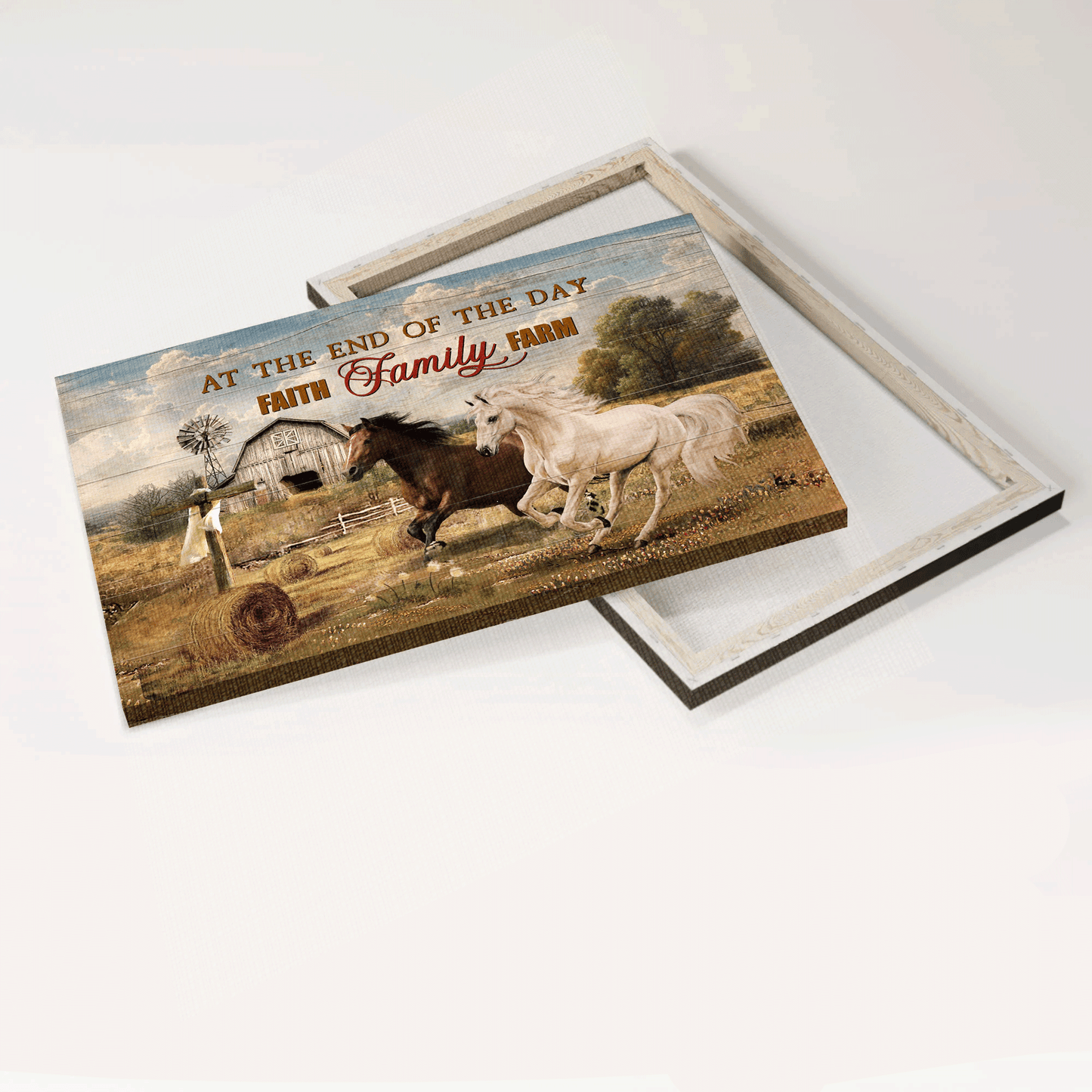 Jesus Landscape Canvas - Horse, Farm, Cross, At the end of the day Landscape Canvas - Gift For Christian - Faith family farm Landscape Canvas