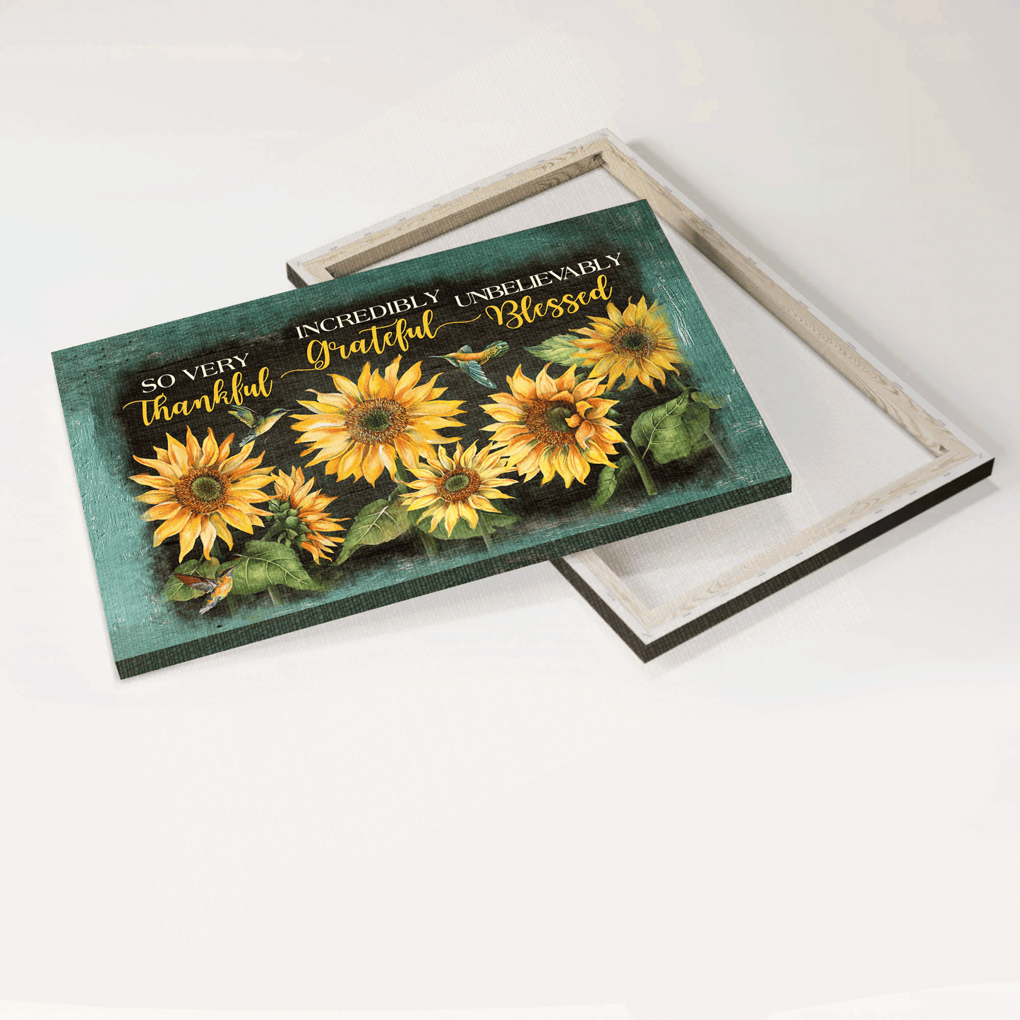 Jesus Landscape Canvas - Sunflower, Hummingbird Canvas - Gift For Christian - Thankful, Grateful, Blesses Canvas
