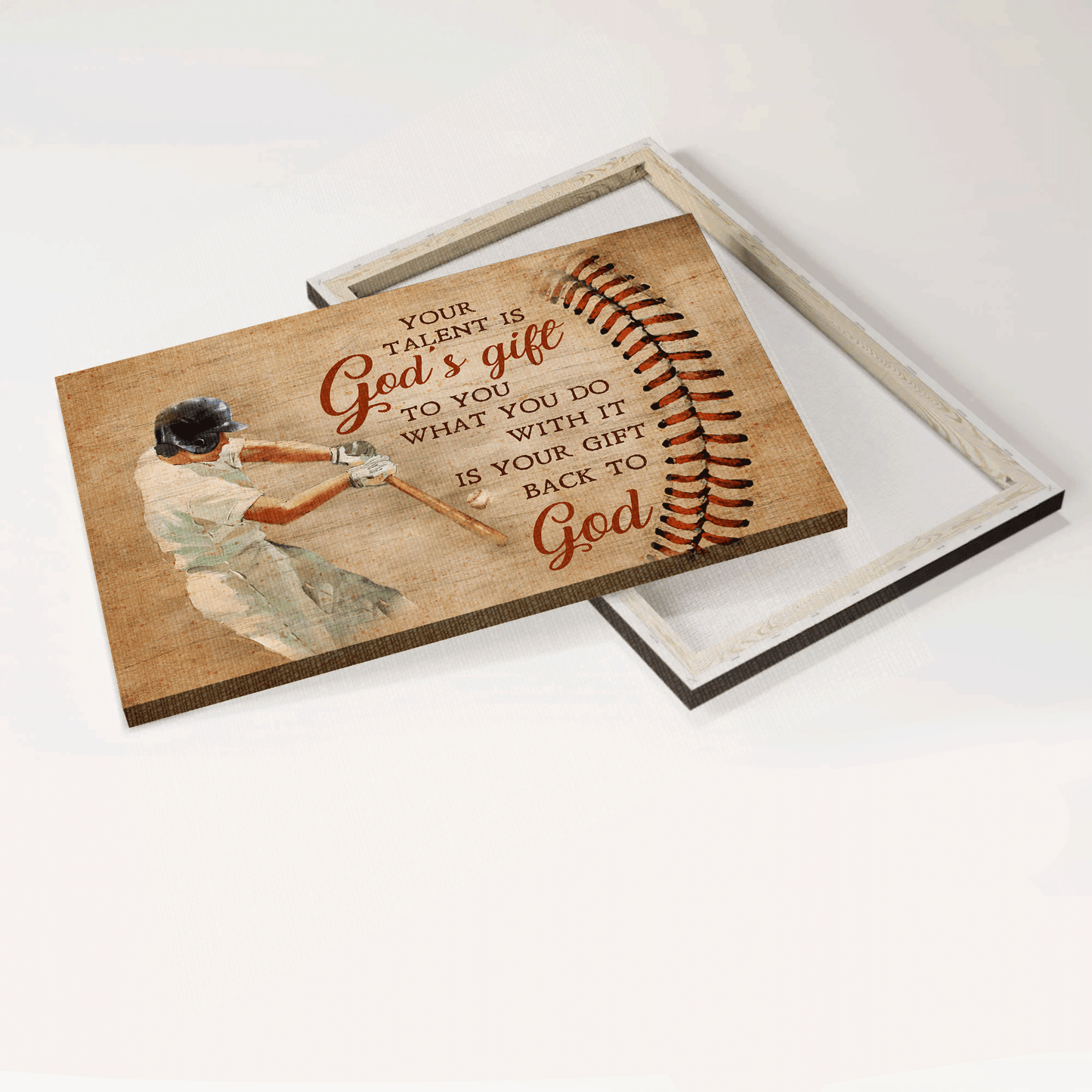 Jesus Landscape Canvas- Baseball Bat, Sport Drawing Landscape Canvas- Gift For Christian- Your Talent Is God's Gift To You