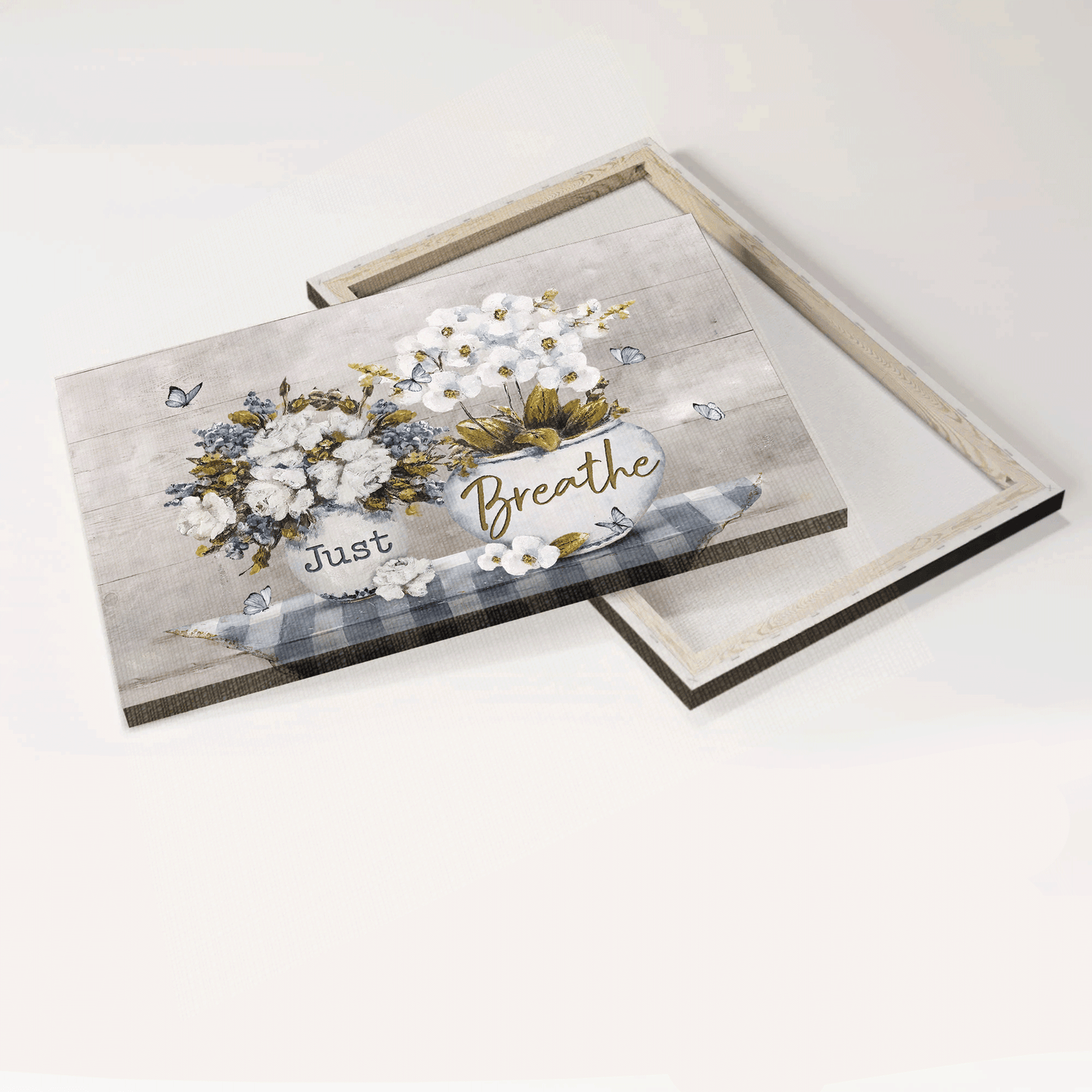 Jesus Landscape Canvas - White Orchid, Rose Flower Painting, Blue Butterfly Canvas - Gift For Christian - Just Breathe Canvas