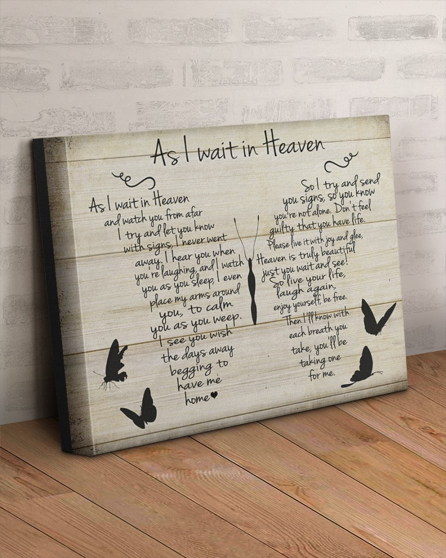 Memorial Landscape Canvas, Sympathy Gift, Remembrance Gift, Heaven Canvas - As I Wait In Heaven Canvas Wall Art