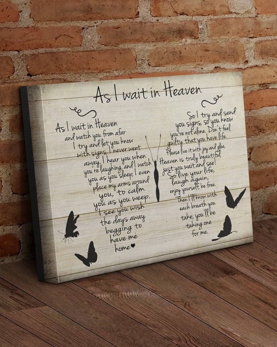 Memorial Landscape Canvas, Sympathy Gift, Remembrance Gift, Heaven Canvas - As I Wait In Heaven Canvas Wall Art