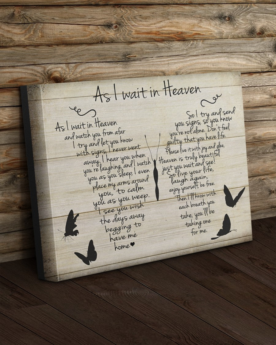 Memorial Landscape Canvas, Sympathy Gift, Remembrance Gift, Heaven Canvas - As I Wait In Heaven Canvas Wall Art