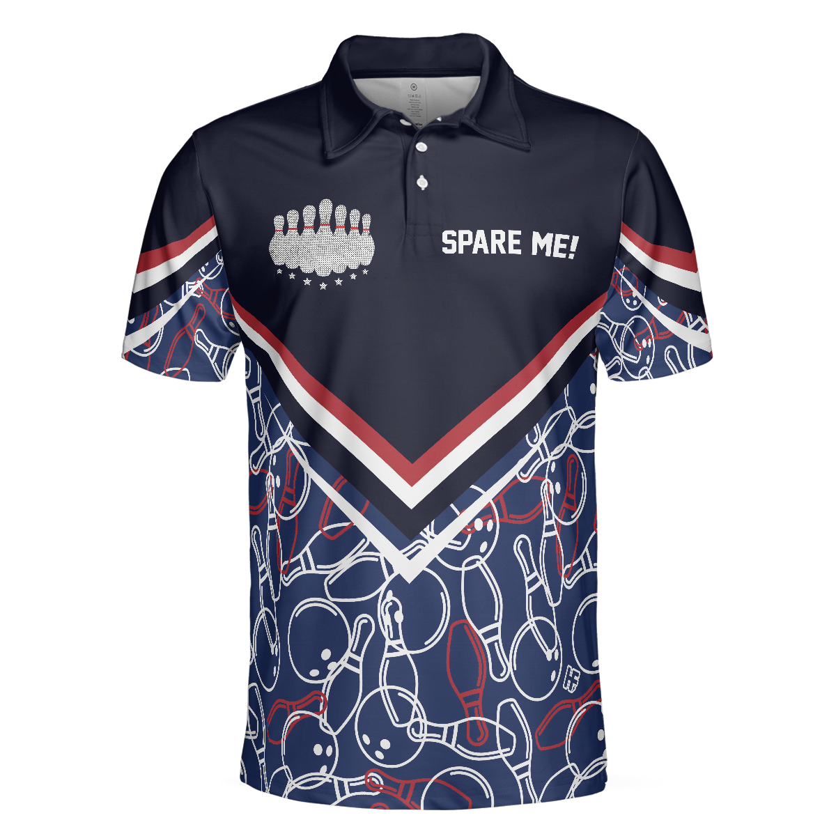 Spare Me Bowling Short Sleeve Polo Shirt, Bowling Ball And Pin Pattern Polo Shirt, Best Bowling Shirt For Men - Perfect Gift For Men, Bowlers