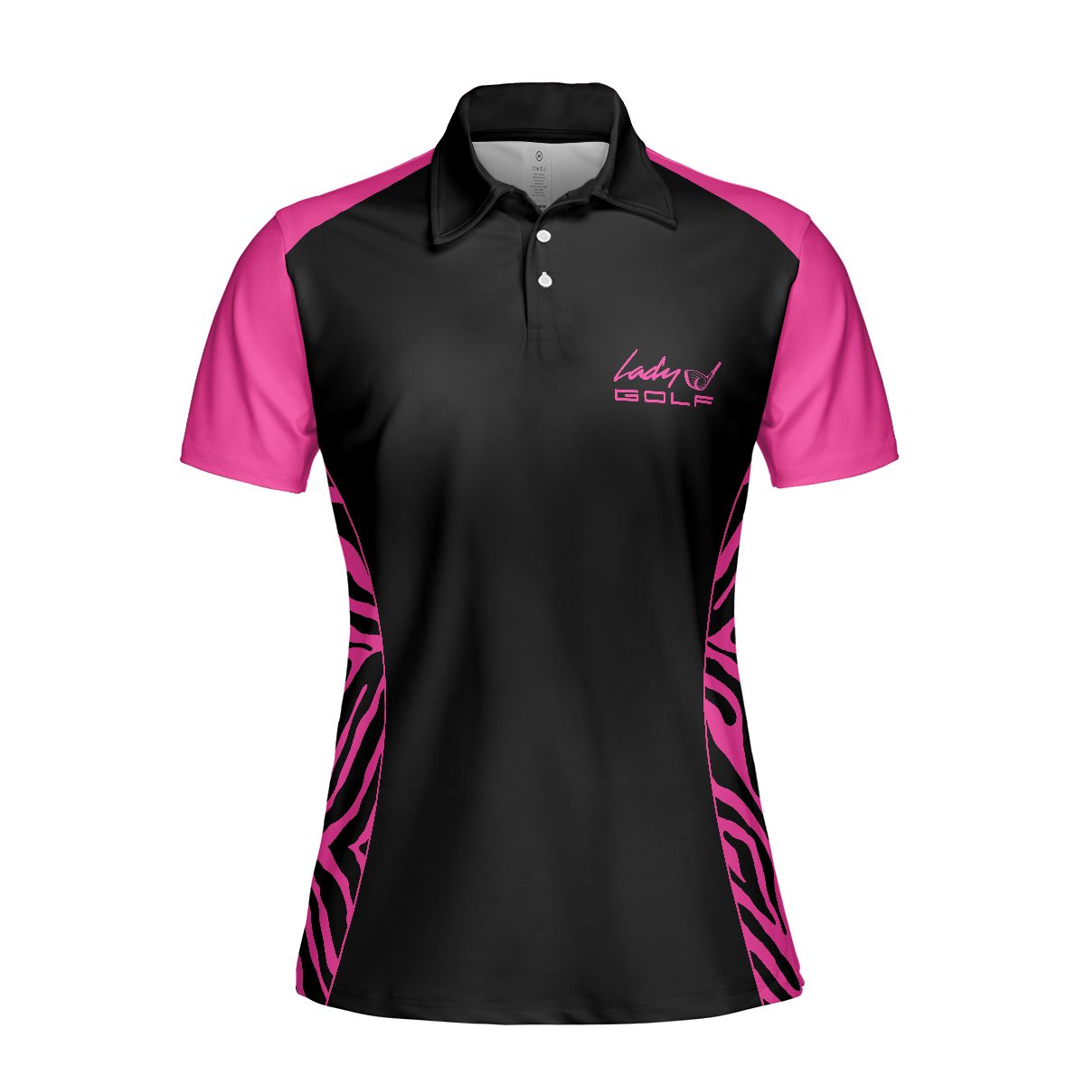 Dark Pink Zebra Pattern Thinning Layout For Lady Golfer Golf Short Sleeve Women Polo Shirt, Best Shirt For Ladies, Goft Gift For Women